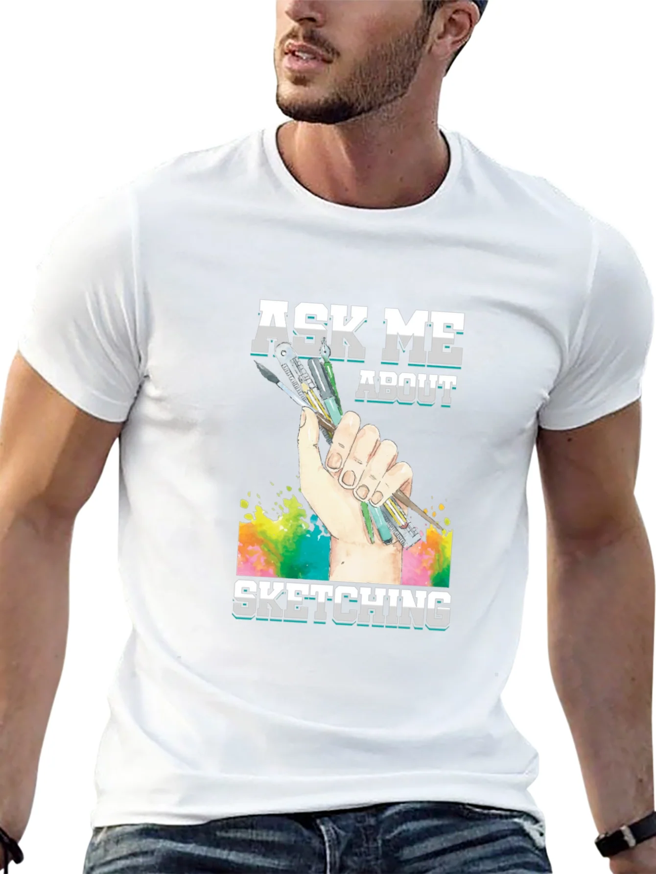 Rebbecca Ask Me About Sketching Graphic T-Shirt