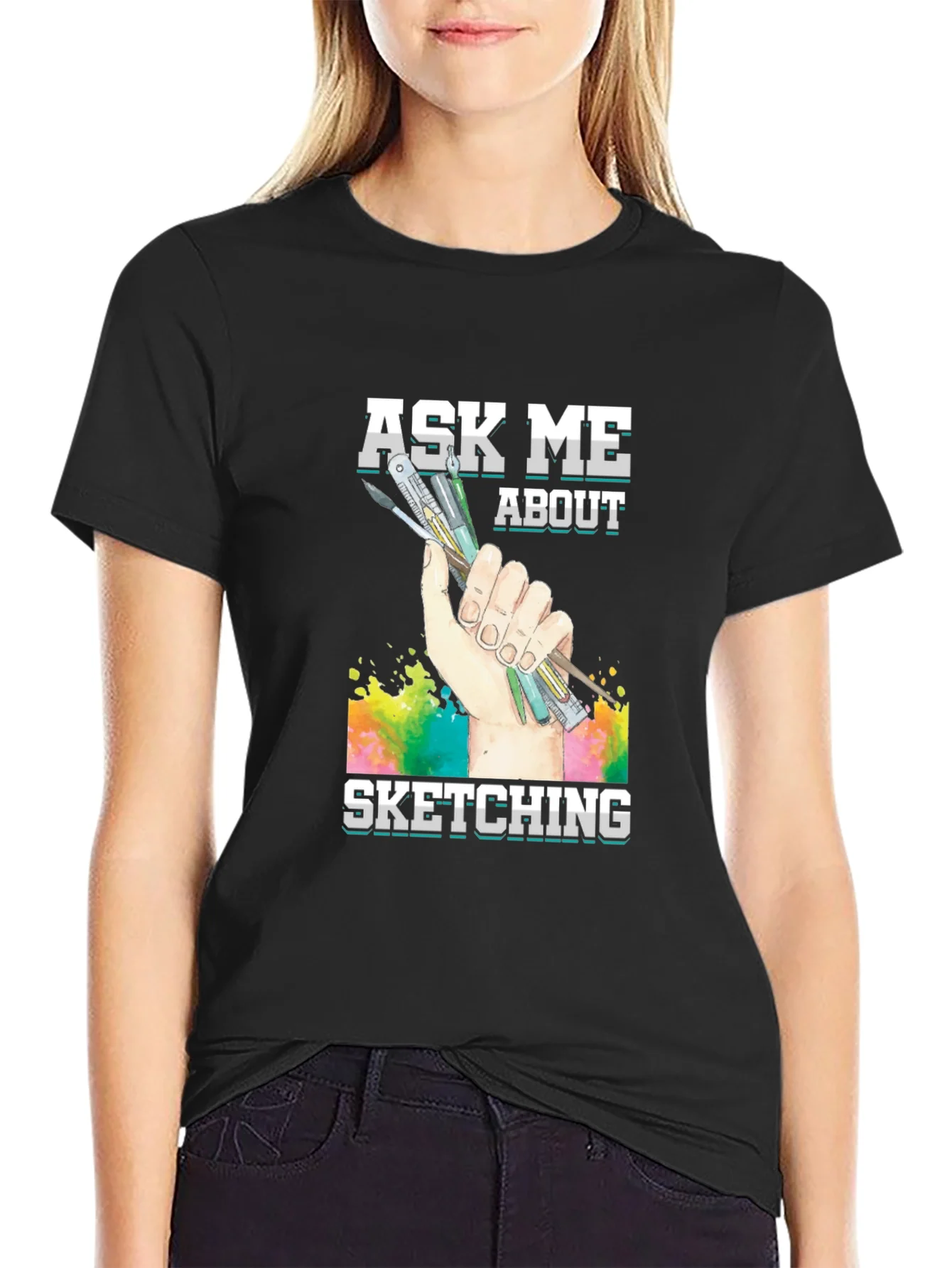 Rebbecca Ask Me About Sketching Graphic T-Shirt