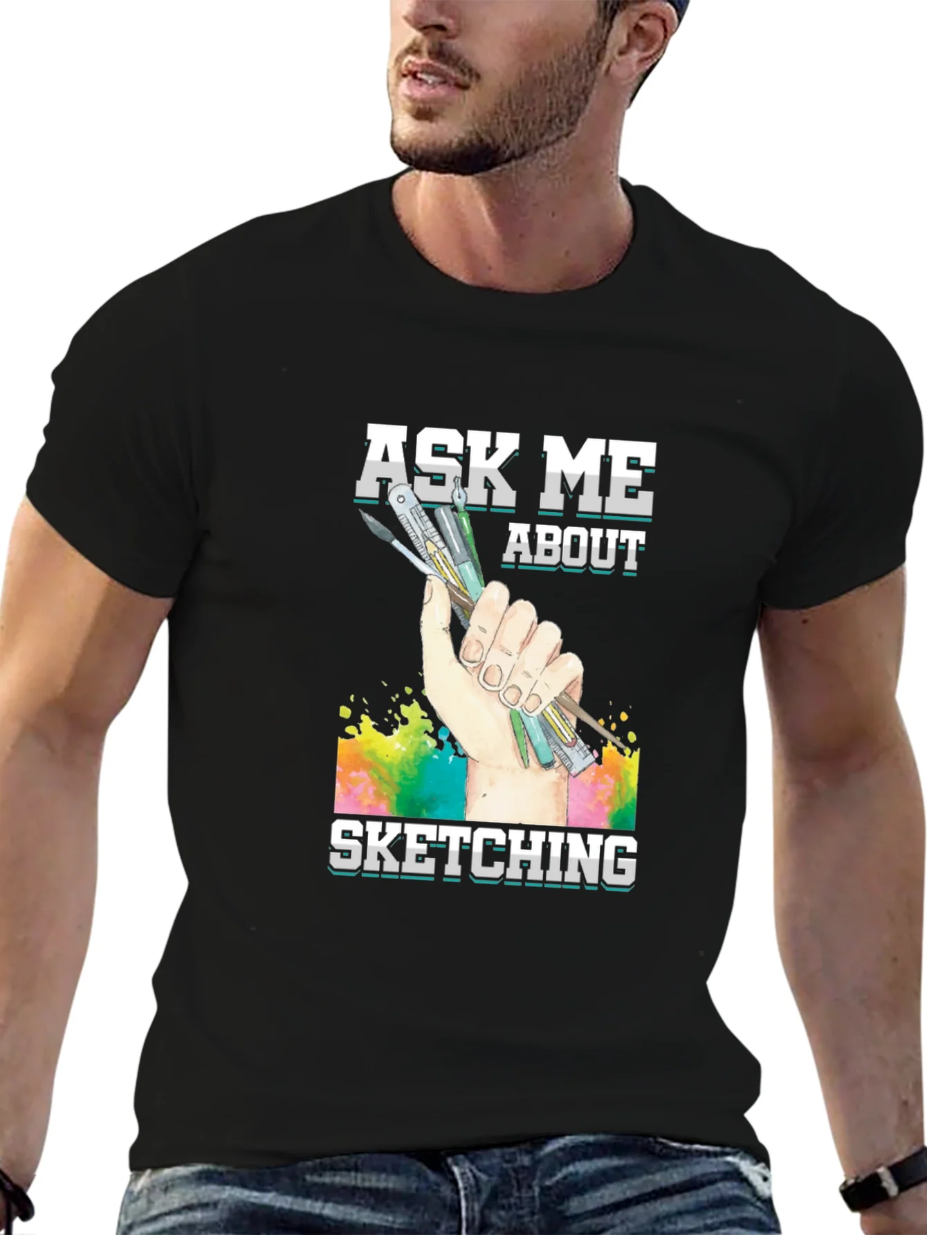 Rebbecca Ask Me About Sketching Graphic T-Shirt