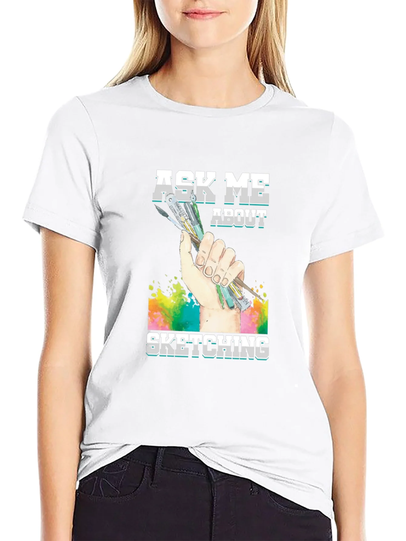 Rebbecca Ask Me About Sketching Graphic T-Shirt