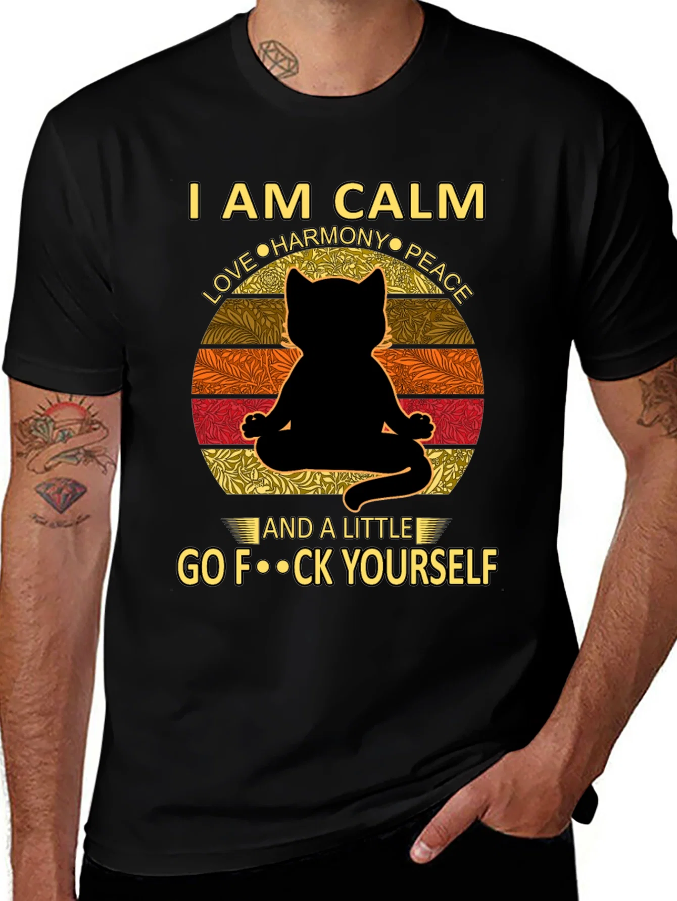Rebbecca Calm Cat Graphic Tee - Yoga Humor