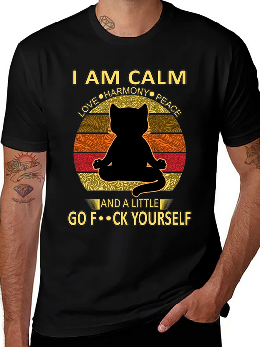 Rebbecca Calm Cat Graphic Tee - Yoga Humor