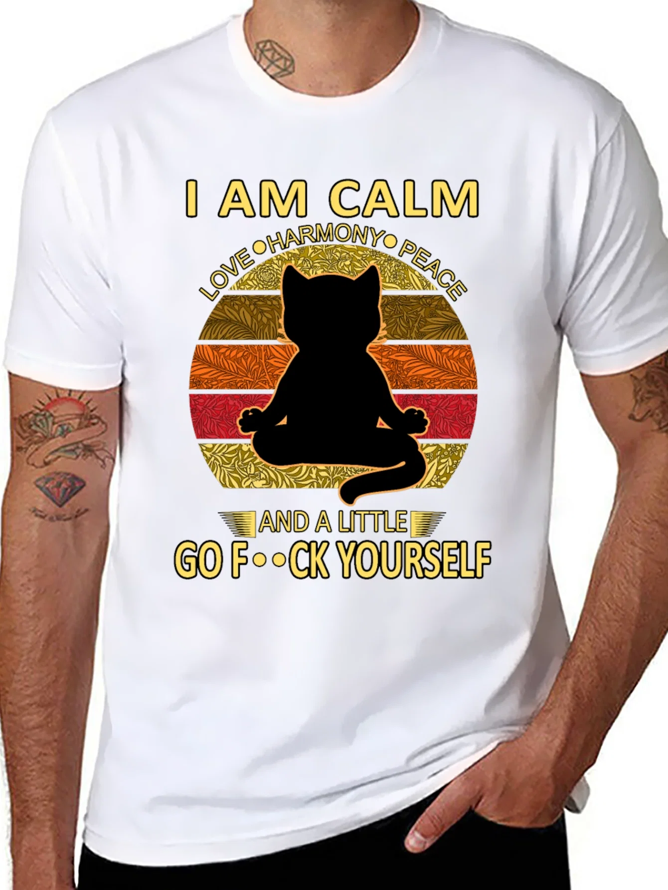 Rebbecca Calm Cat Graphic Tee - Yoga Humor