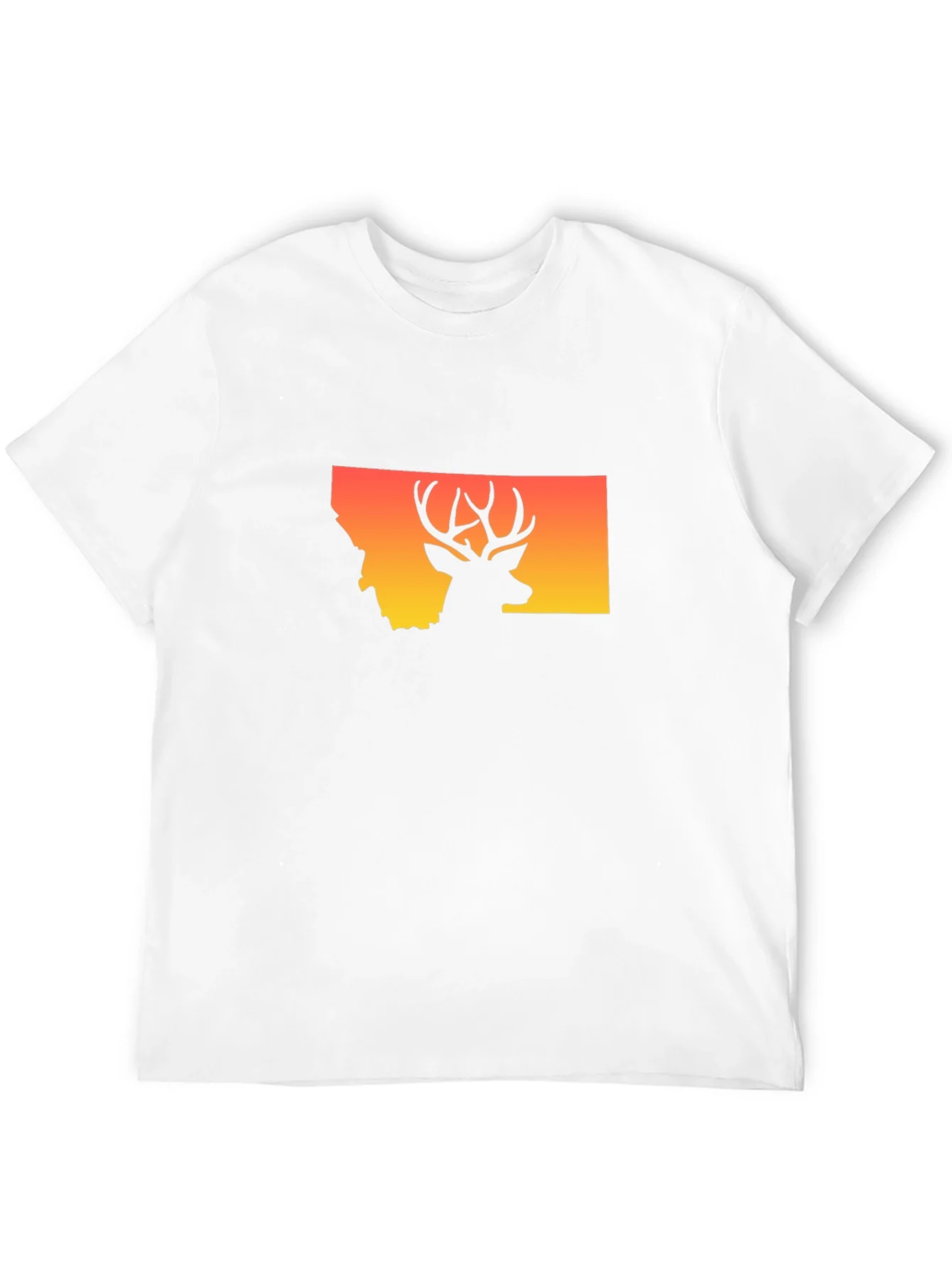 Camiseta Montana Ciervo Silueta Atardecer Hombre