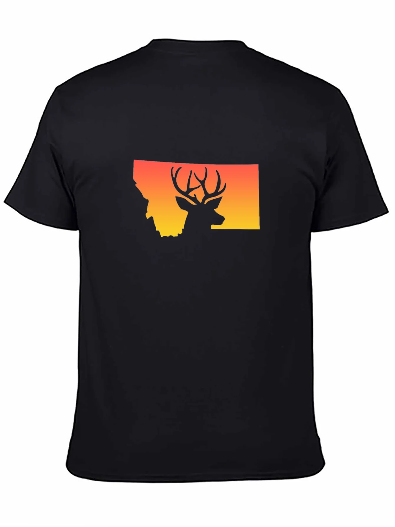 Camiseta Montana Ciervo Silueta Atardecer Hombre