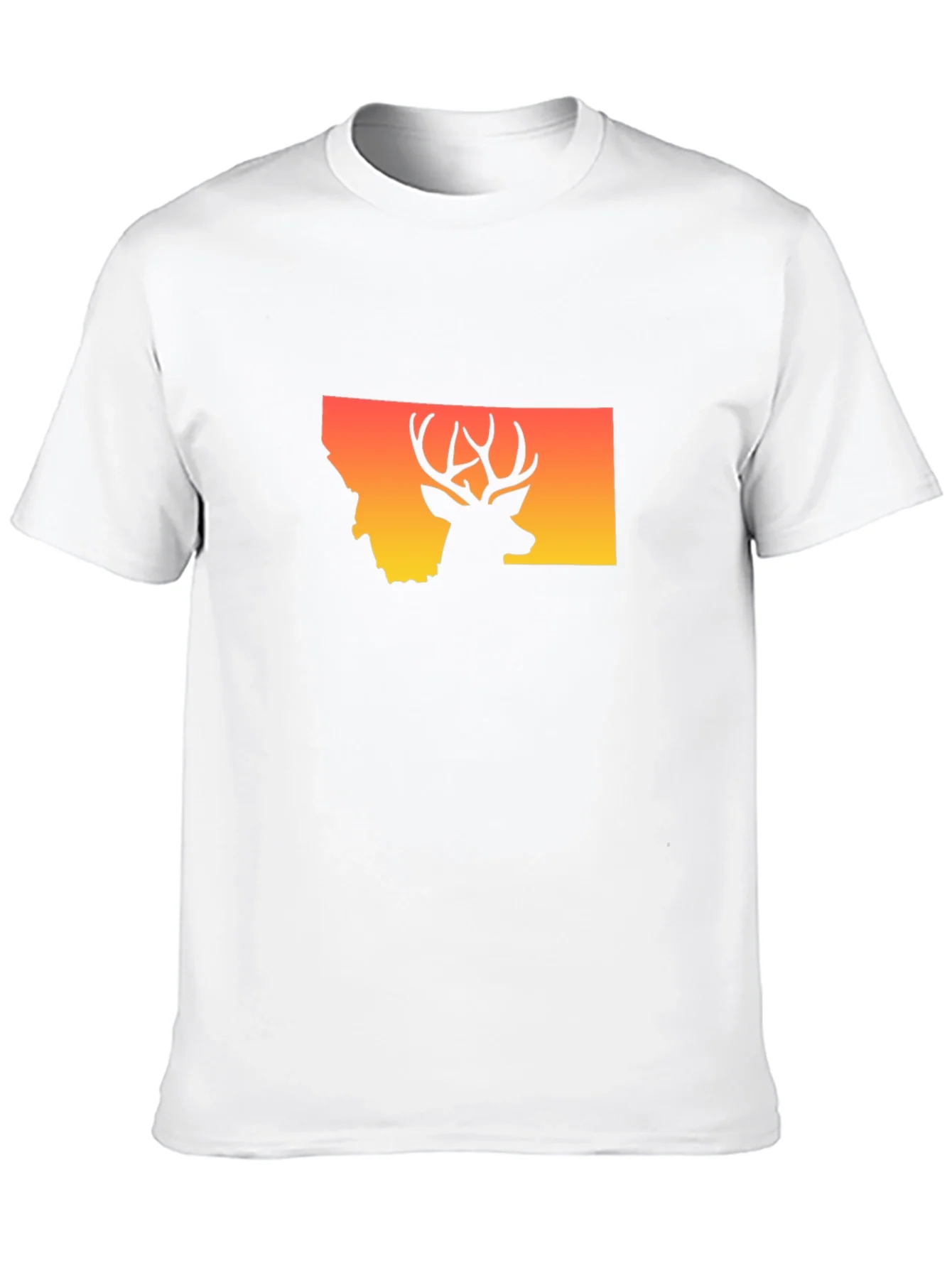 Camiseta Montana Ciervo Silueta Atardecer Hombre