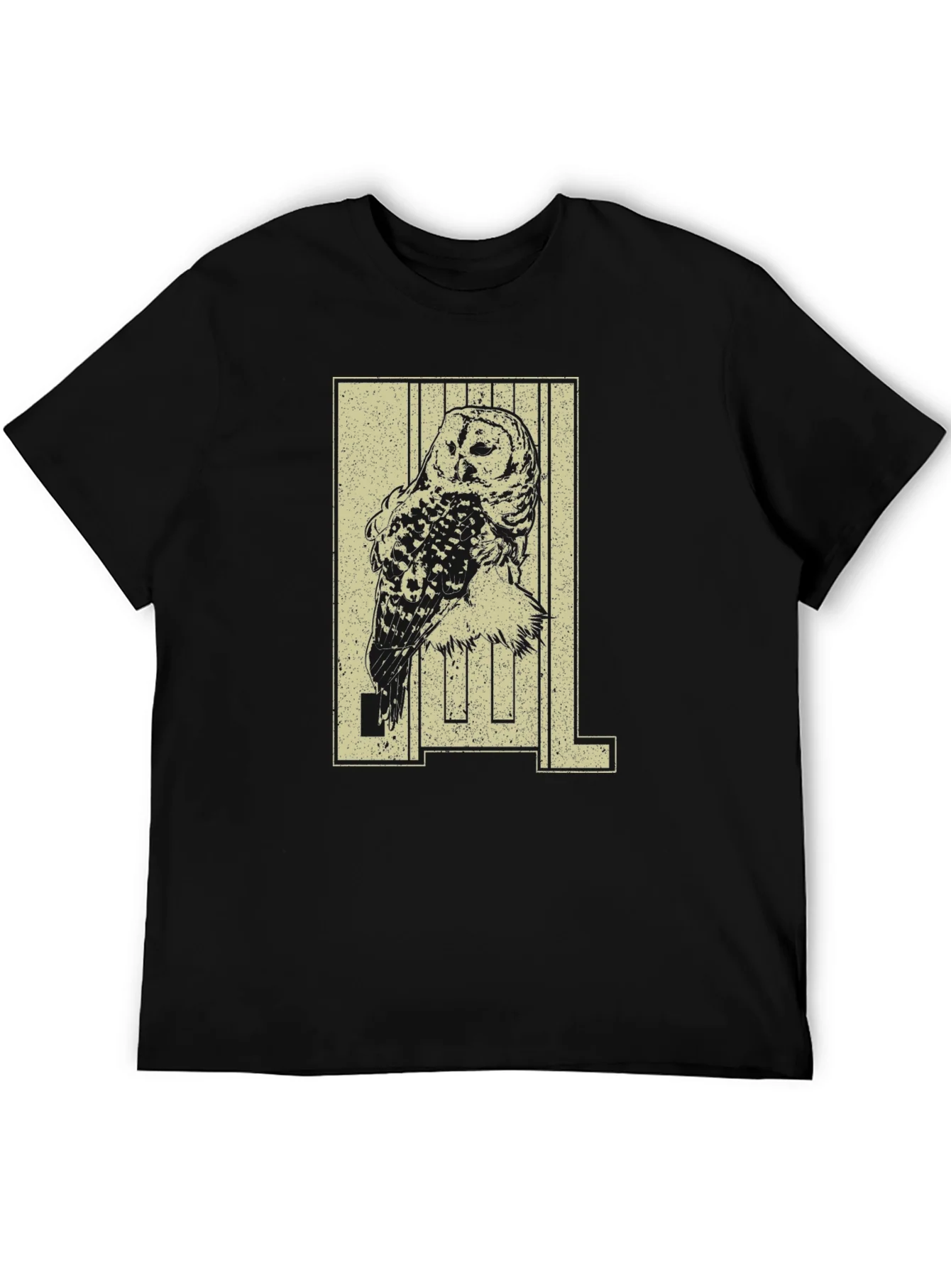 Camiseta Negra con Dise?o de B¨²ho Estilizado