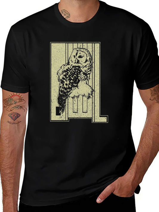 Camiseta Negra con Dise?o de B¨²ho Estilizado