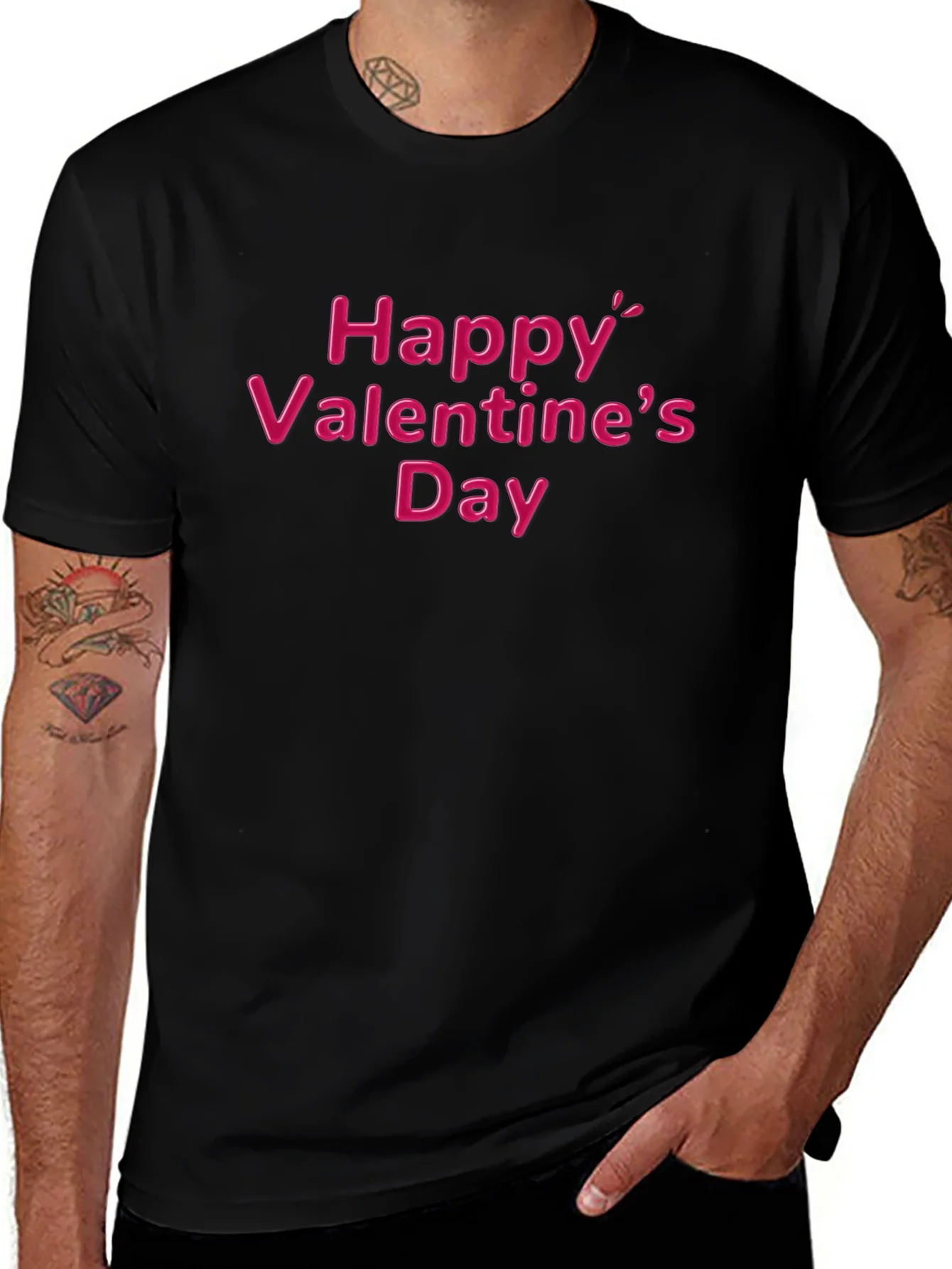 Camiseta Negra Feliz D¨ªa de San Valent¨ªn