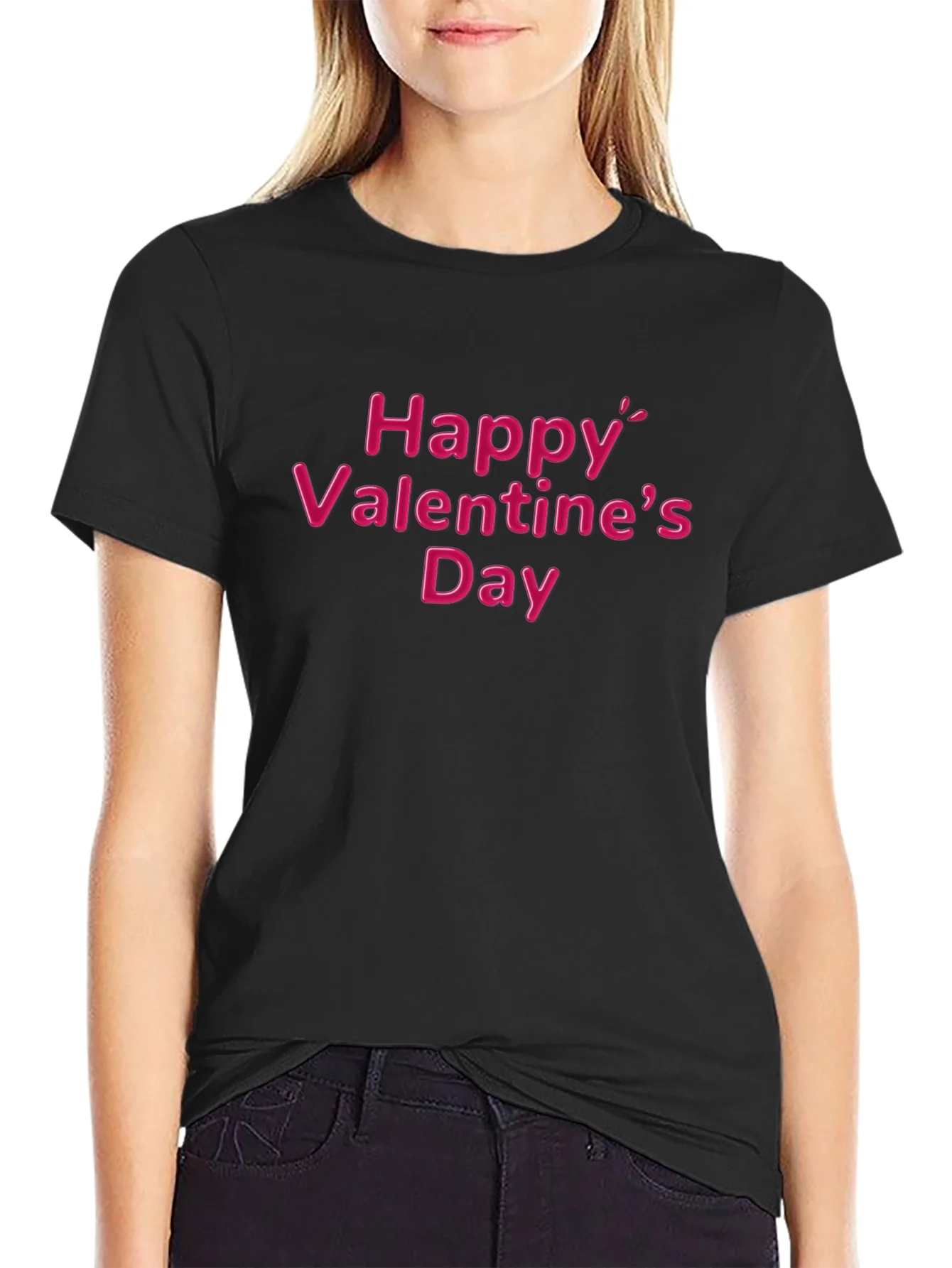 Camiseta Negra Feliz D¨ªa de San Valent¨ªn