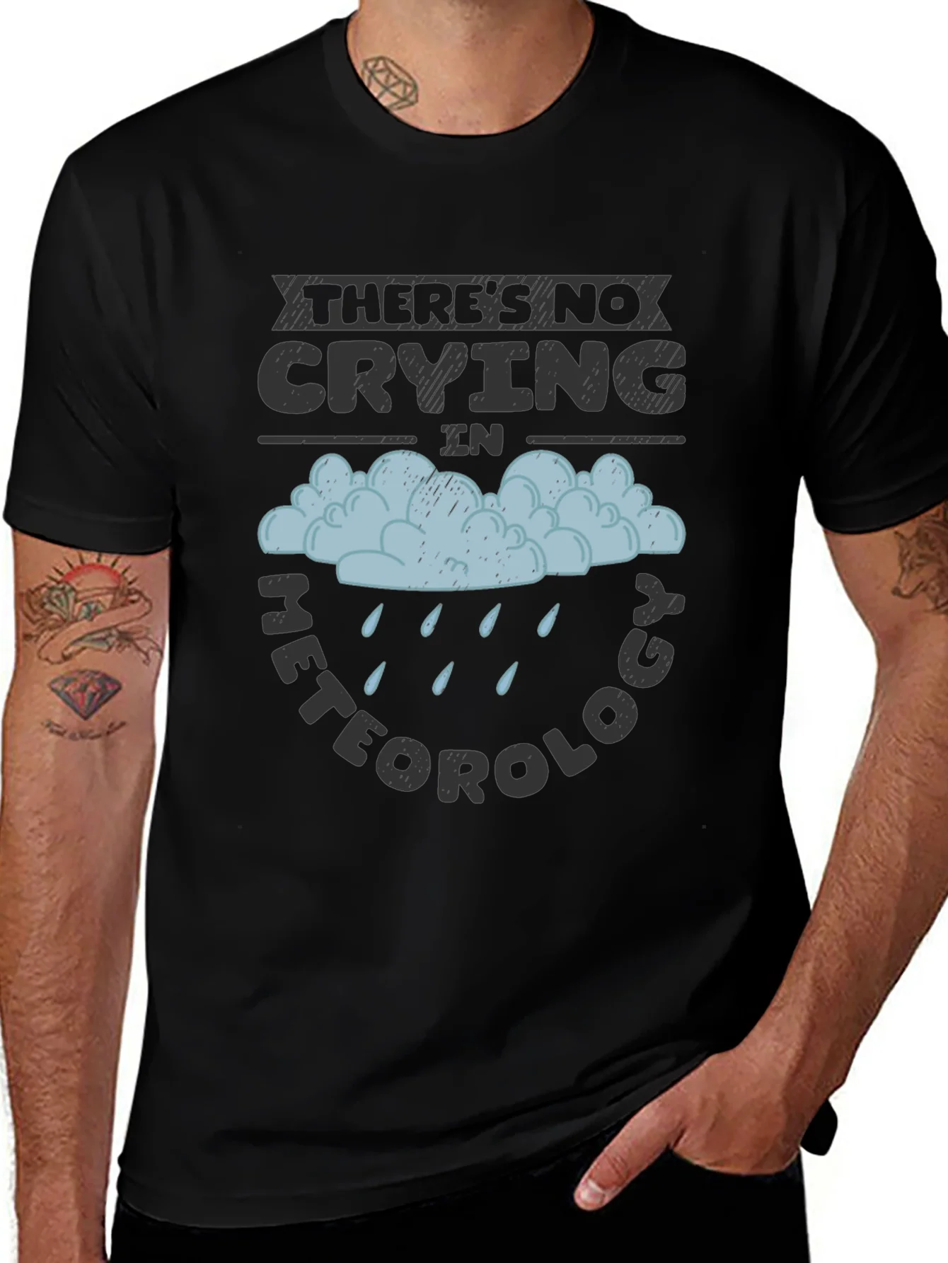 Camiseta Negra con Dise?o de Meteorolog¨ªa Divertida
