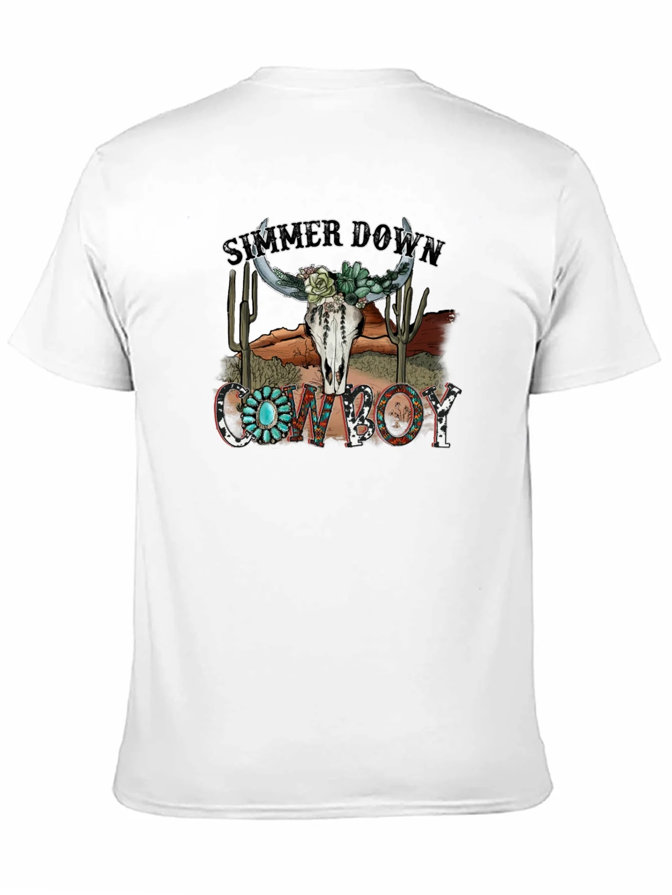 Camiseta Negra Estampada Simmer Down Cowboy