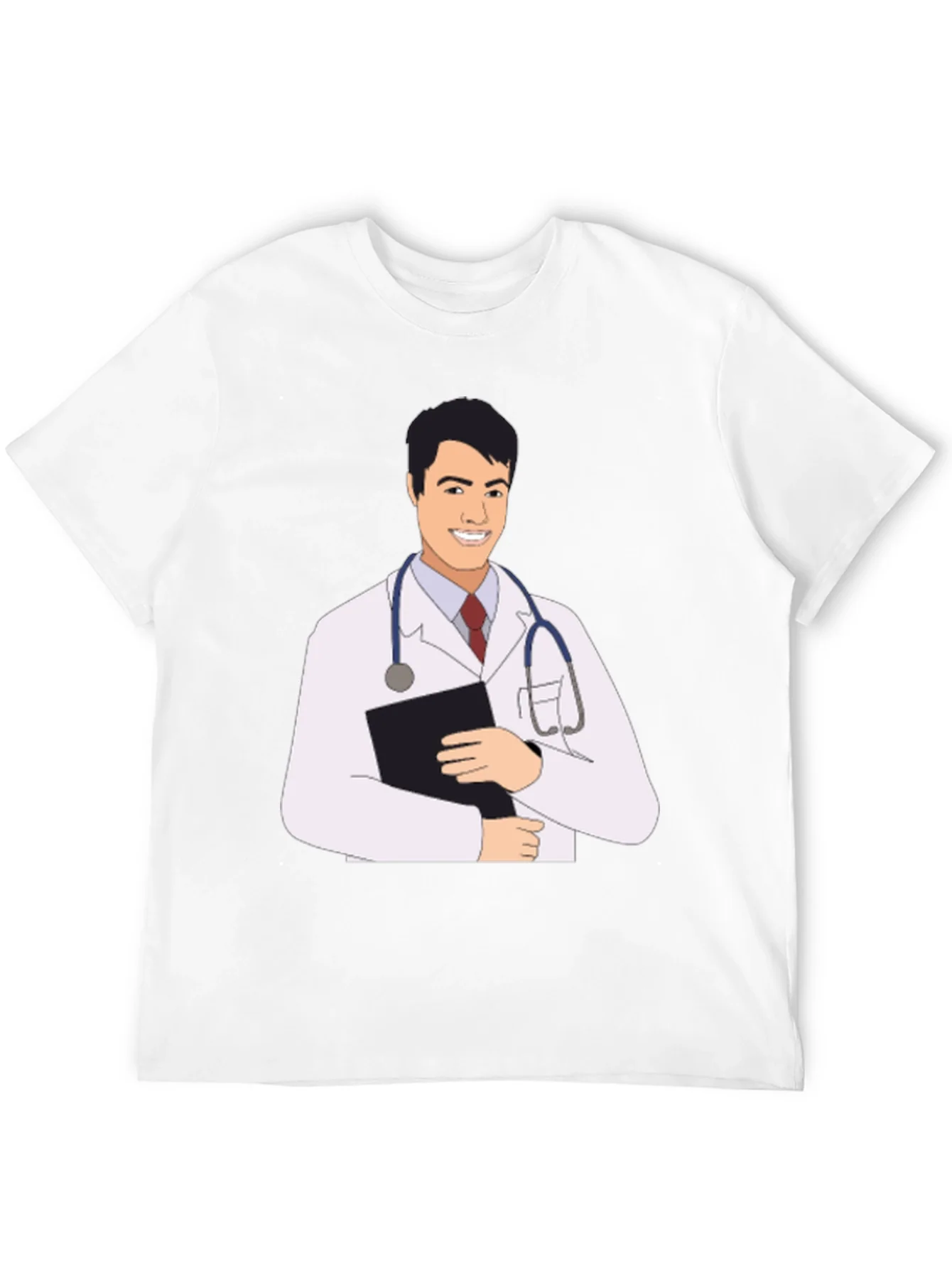 Camiseta Negra con Estampado de M¨¦dico Sonriente