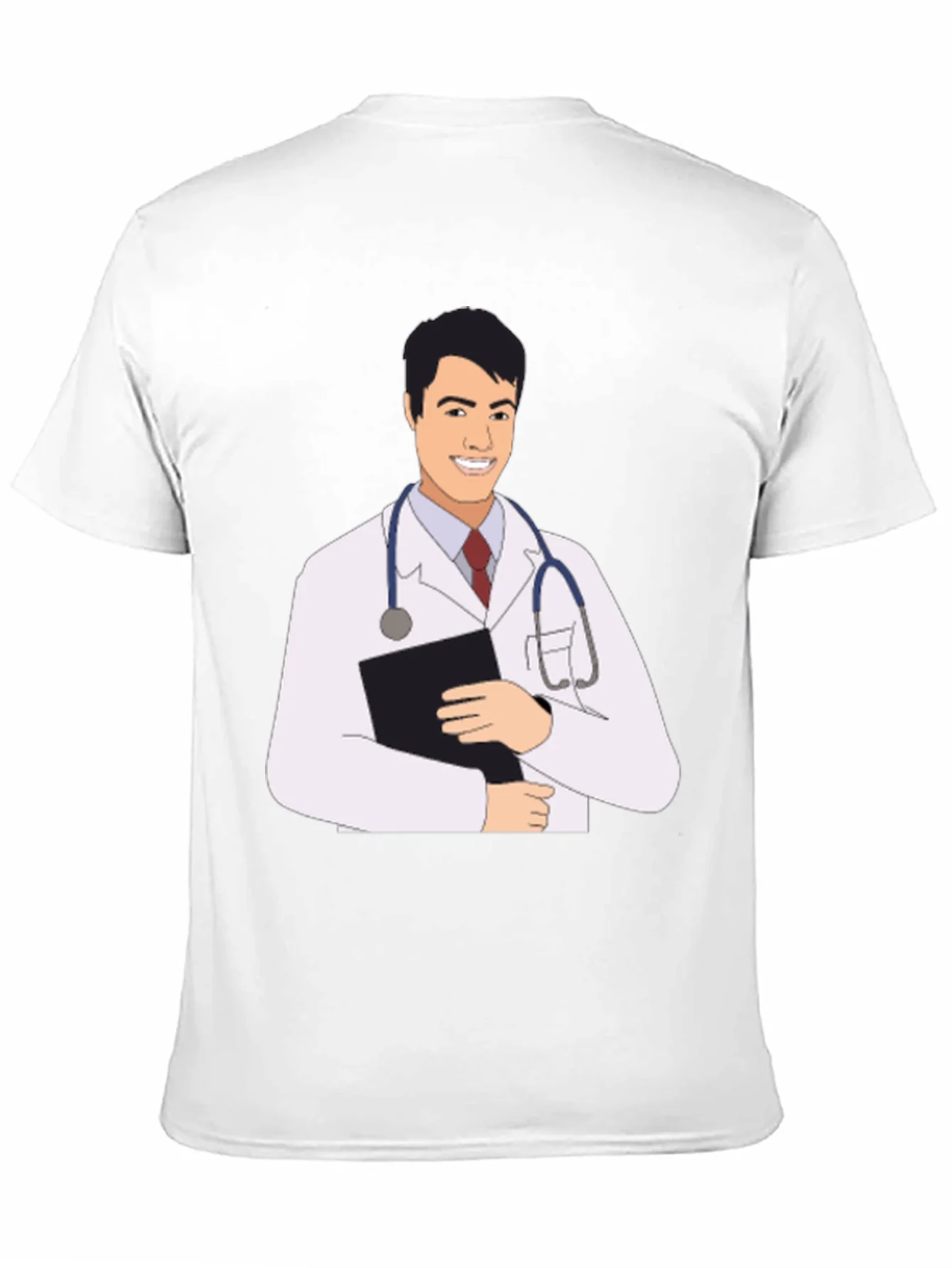 Camiseta Negra con Estampado de M¨¦dico Sonriente