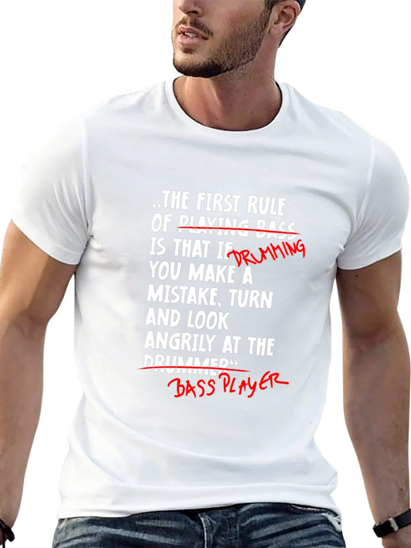 Rebbecca Funny Bass Player T-Shirt - Blame the Drummer!