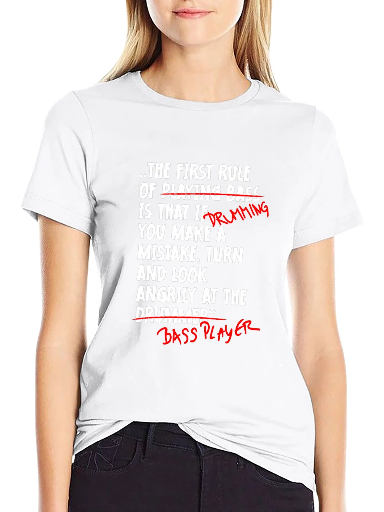 Rebbecca Funny Bass Player T-Shirt - Blame the Drummer!