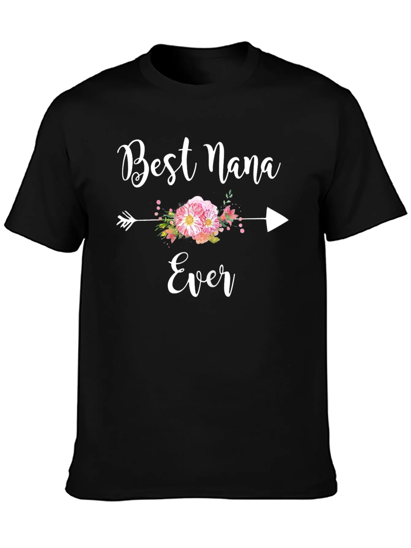 Camiseta Negra Best Nana Ever con Flores