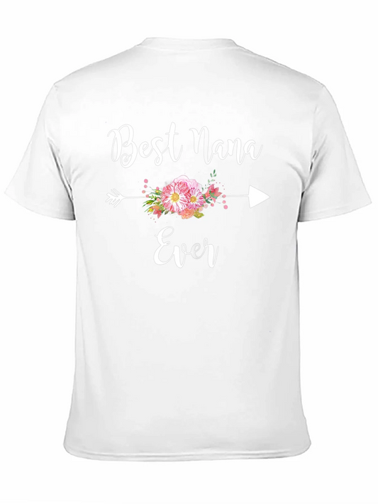 Camiseta Negra Best Nana Ever con Flores