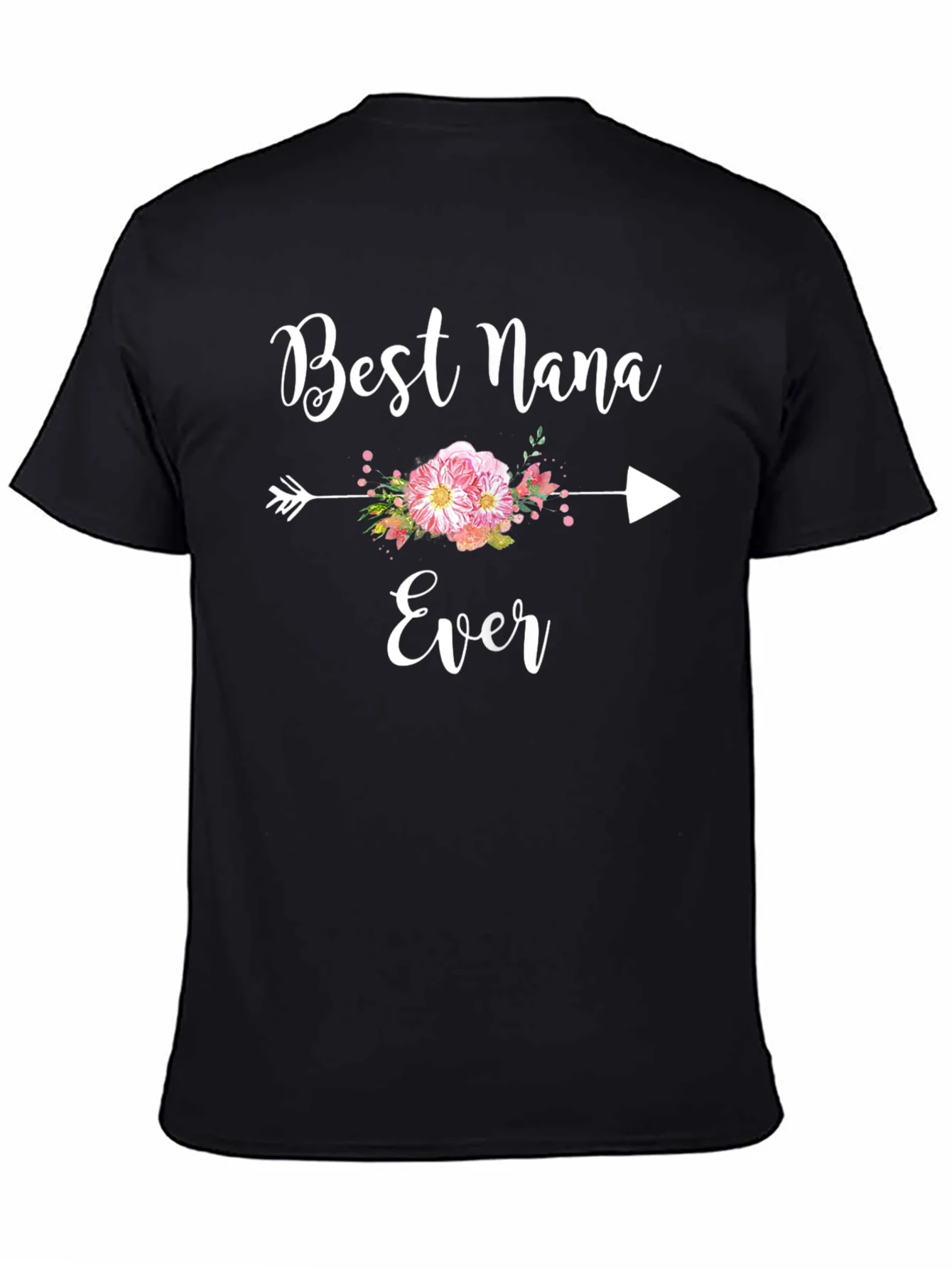 Camiseta Negra Best Nana Ever con Flores