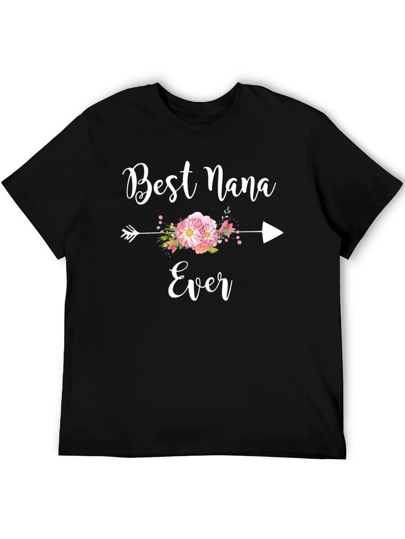 Camiseta Negra Best Nana Ever con Flores