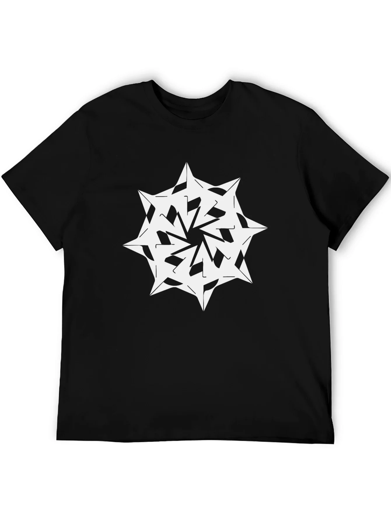 Camiseta Negra con Dise?o Abstracto Blanco
