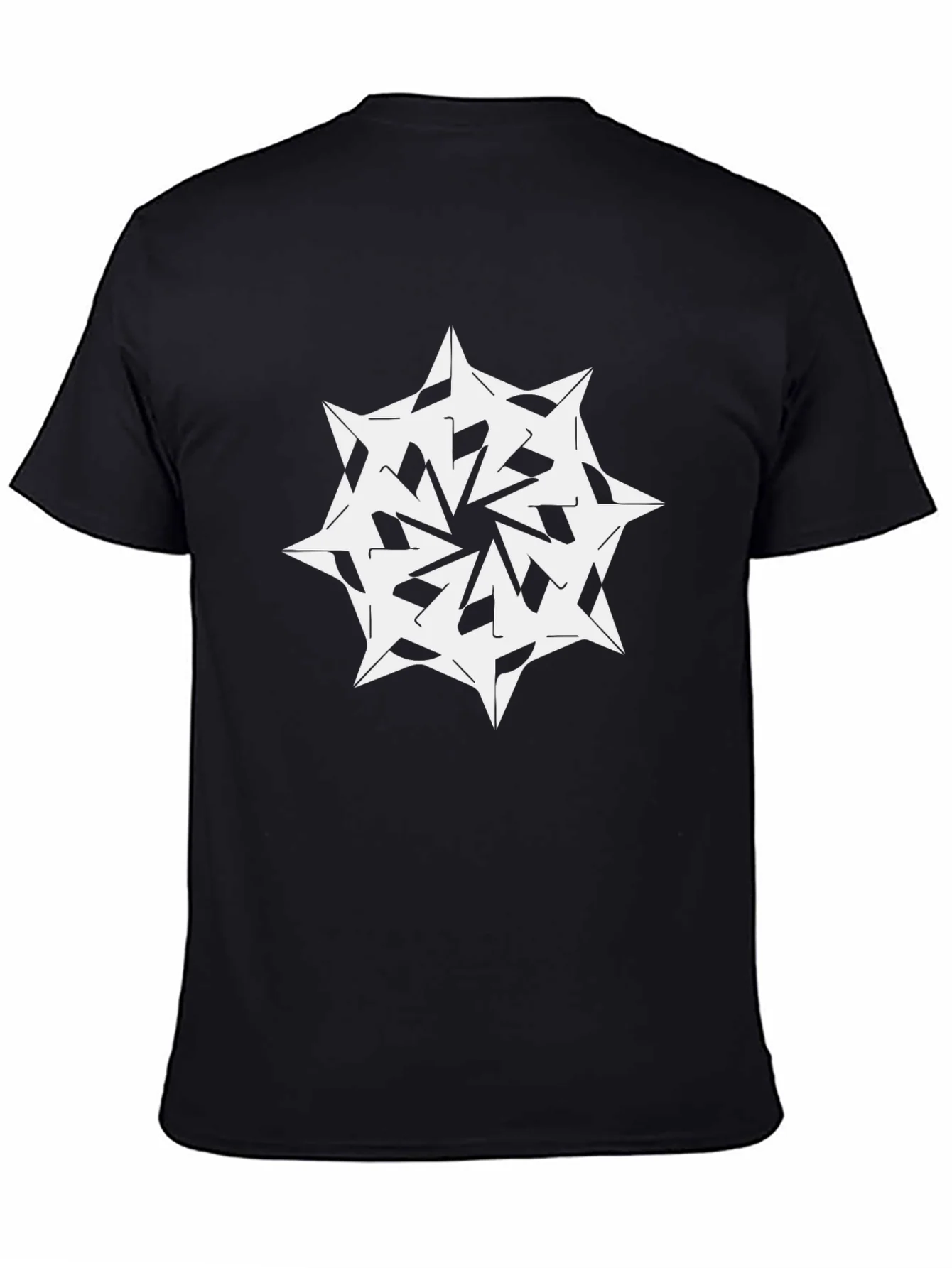 Camiseta Negra con Dise?o Abstracto Blanco