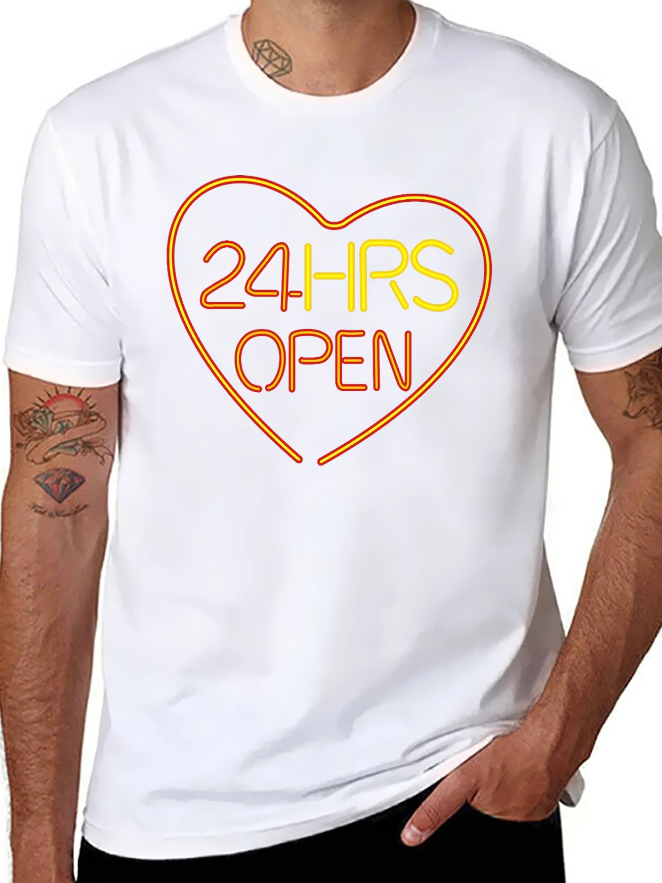 Rebbecca 24HRS OPEN Heart Neon Graphic T-Shirt