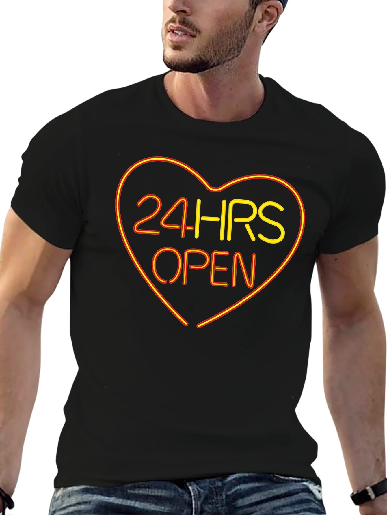 Rebbecca 24HRS OPEN Heart Neon Graphic T-Shirt