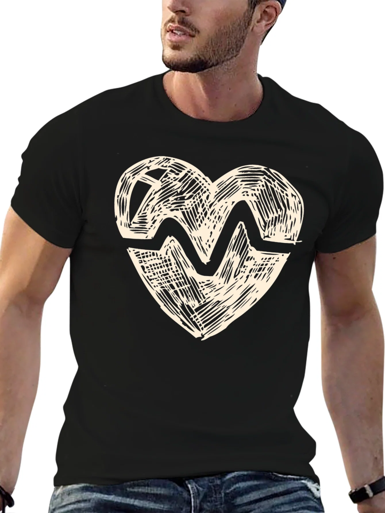 Rebbecca Heartbeat Graphic Print Crew Neck T-Shirt
