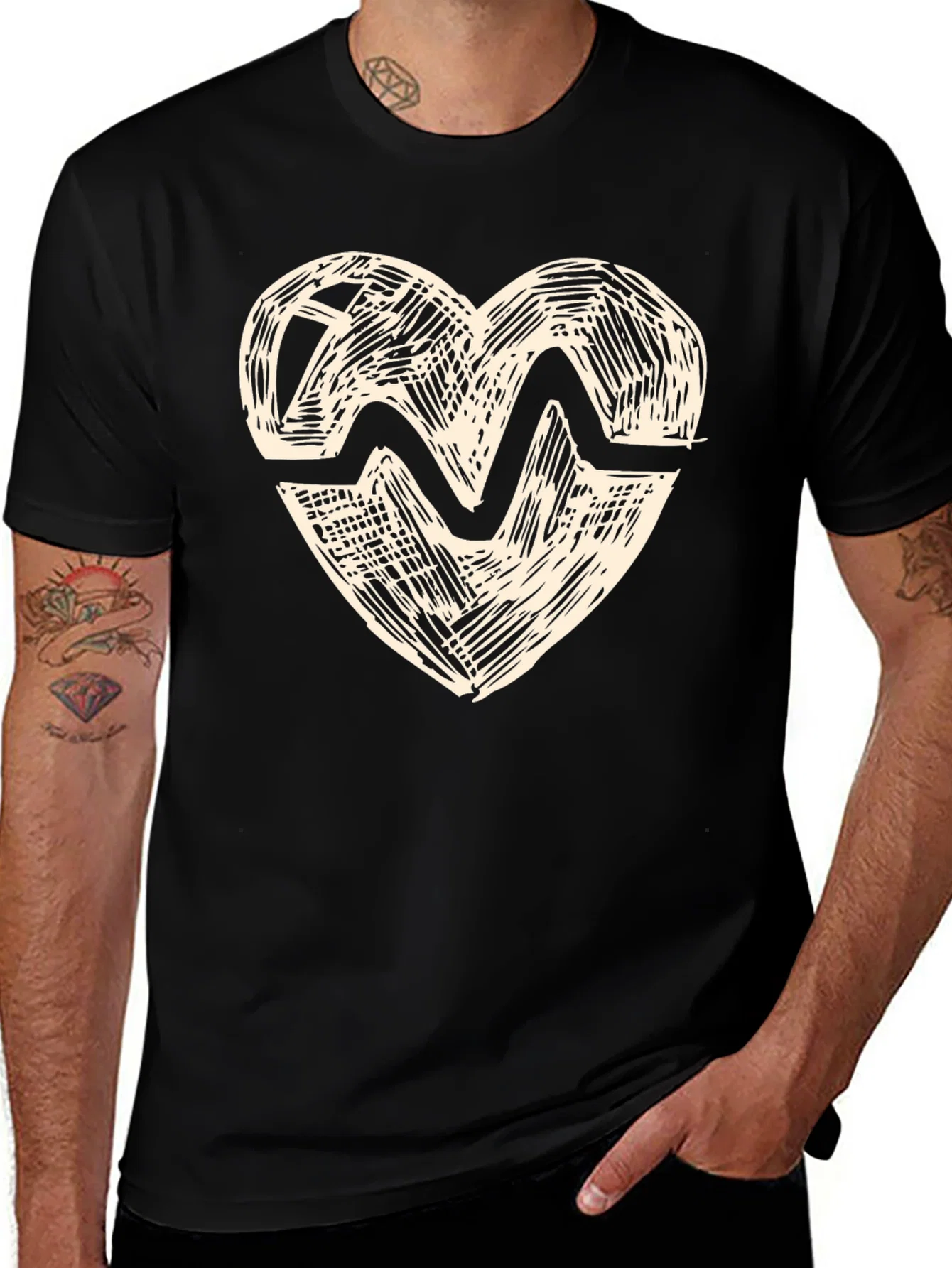 Rebbecca Heartbeat Graphic Print Crew Neck T-Shirt
