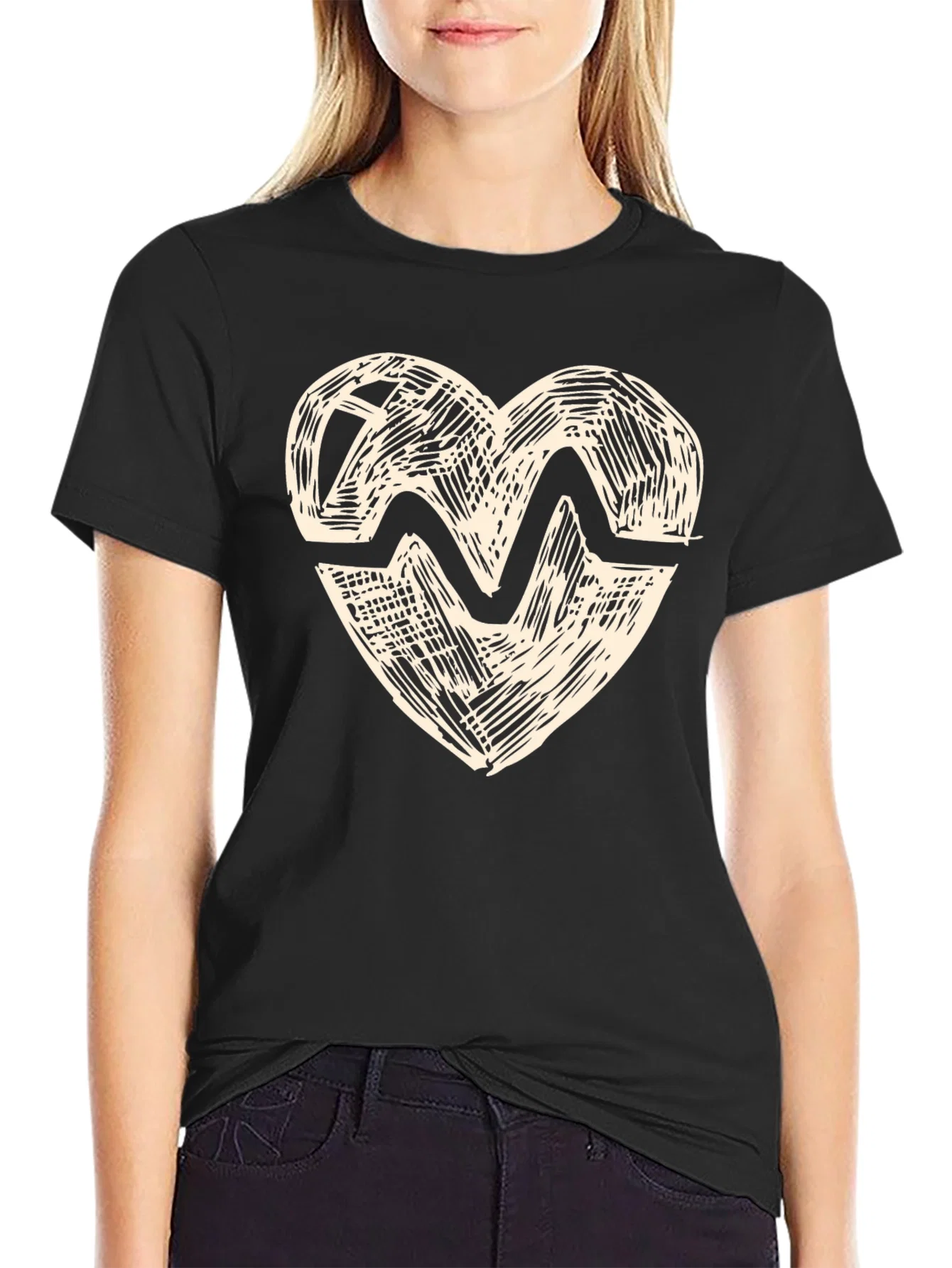 Rebbecca Heartbeat Graphic Print Crew Neck T-Shirt