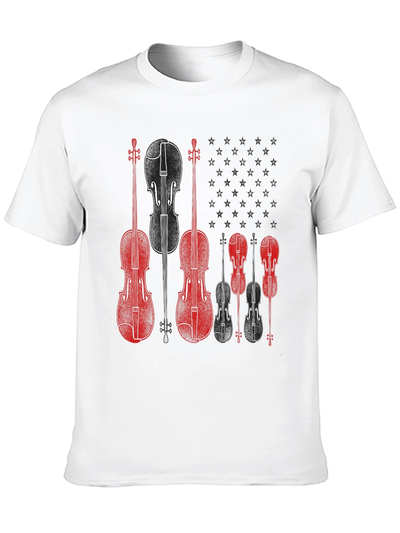 Camiseta Negra con Dise?o de Violines Rojos