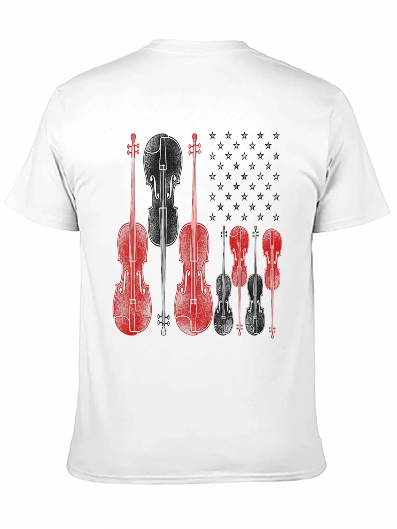 Camiseta Negra con Dise?o de Violines Rojos