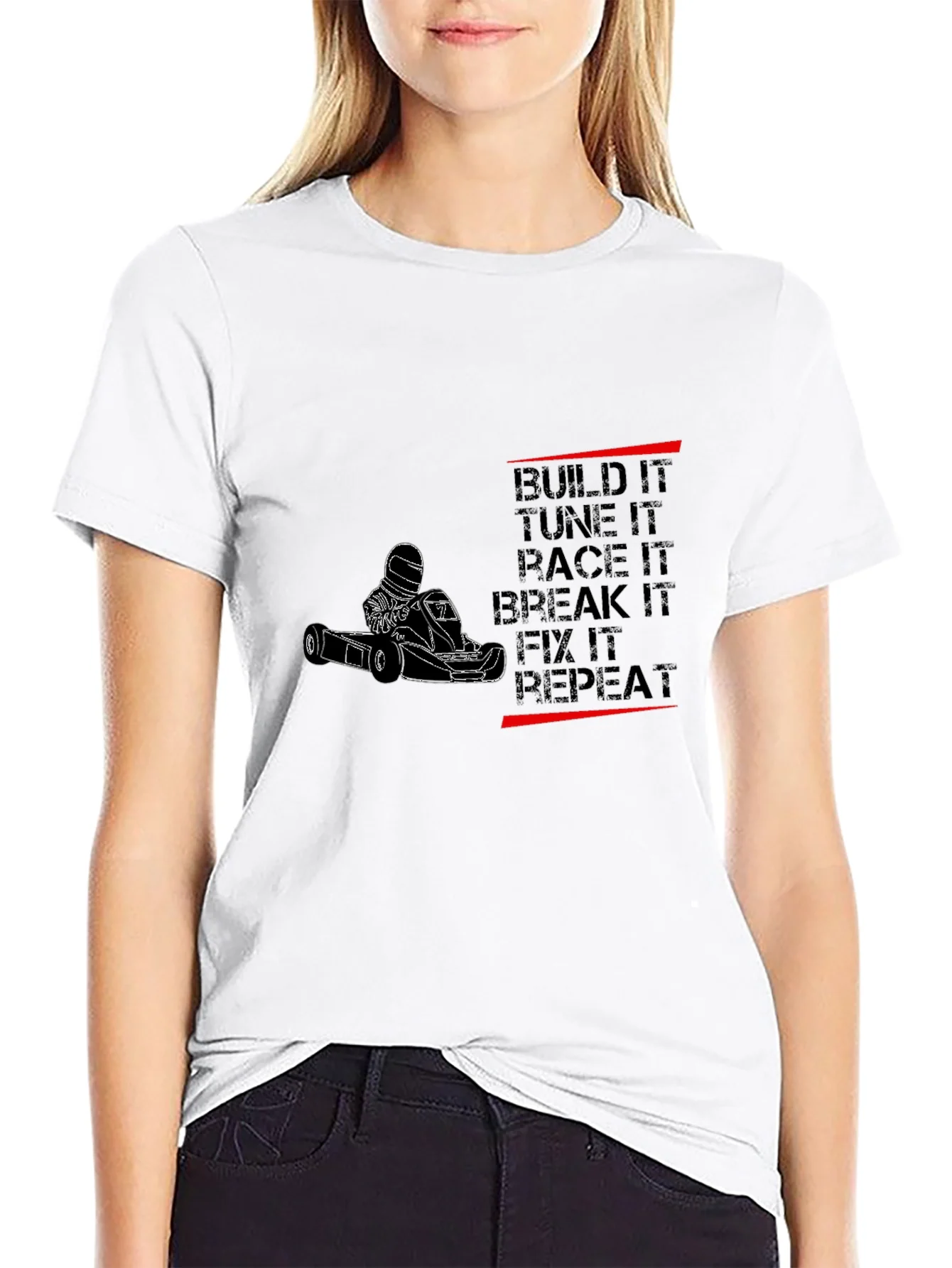 Camiseta Negra Motor Karting: Build Tune Race Repeat