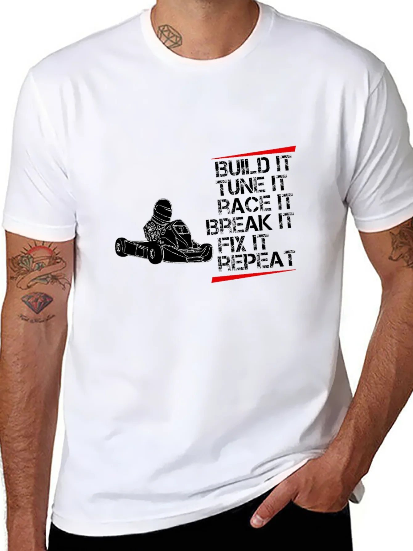 Camiseta Negra Motor Karting: Build Tune Race Repeat