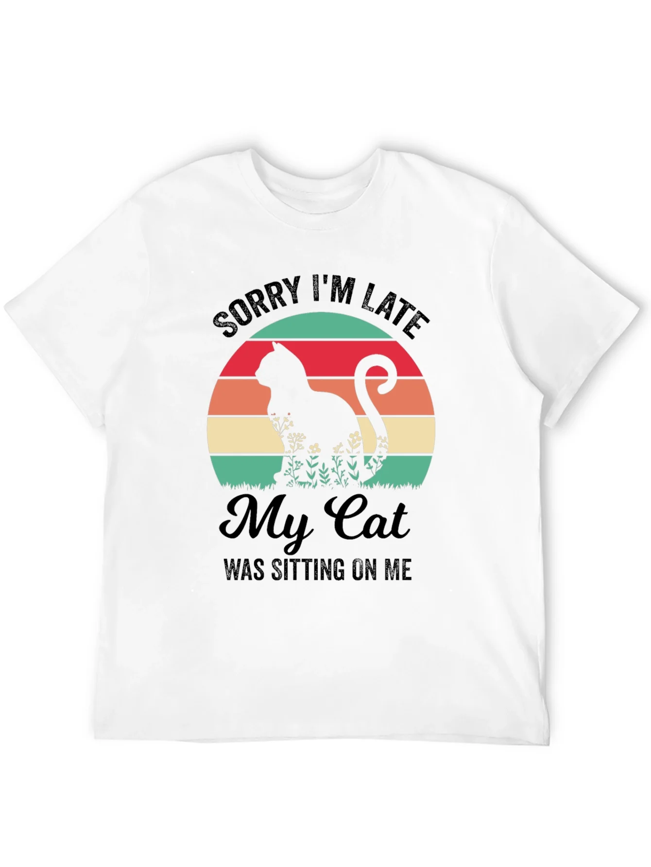 Camiseta Negra con Dise?o de Gato Retro