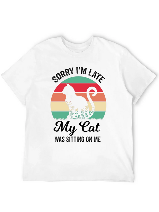 Camiseta Negra con Dise?o de Gato Retro