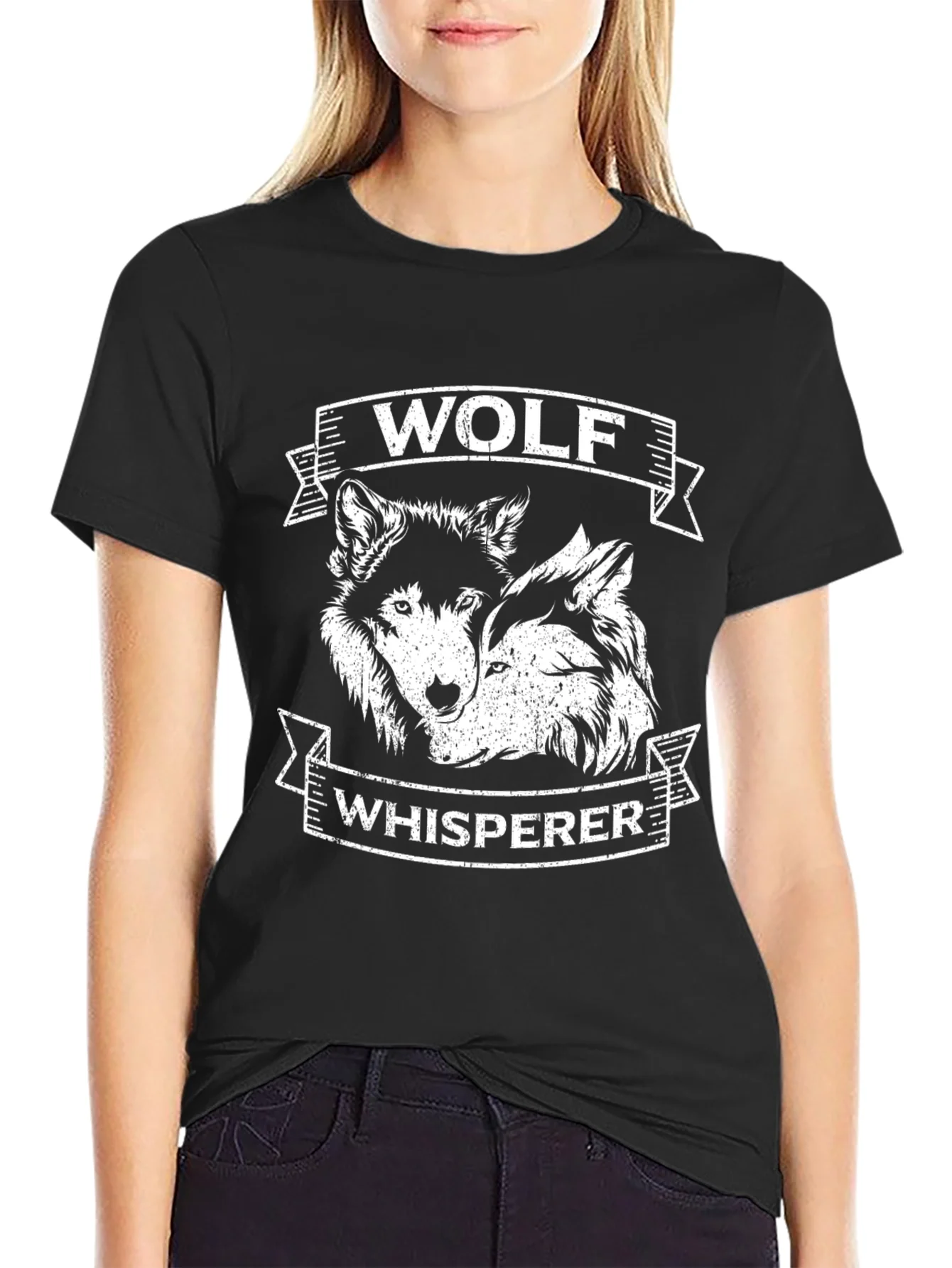 Rebbecca Wolf Whisperer Graphic Tee - Black Cotton T-Shirt