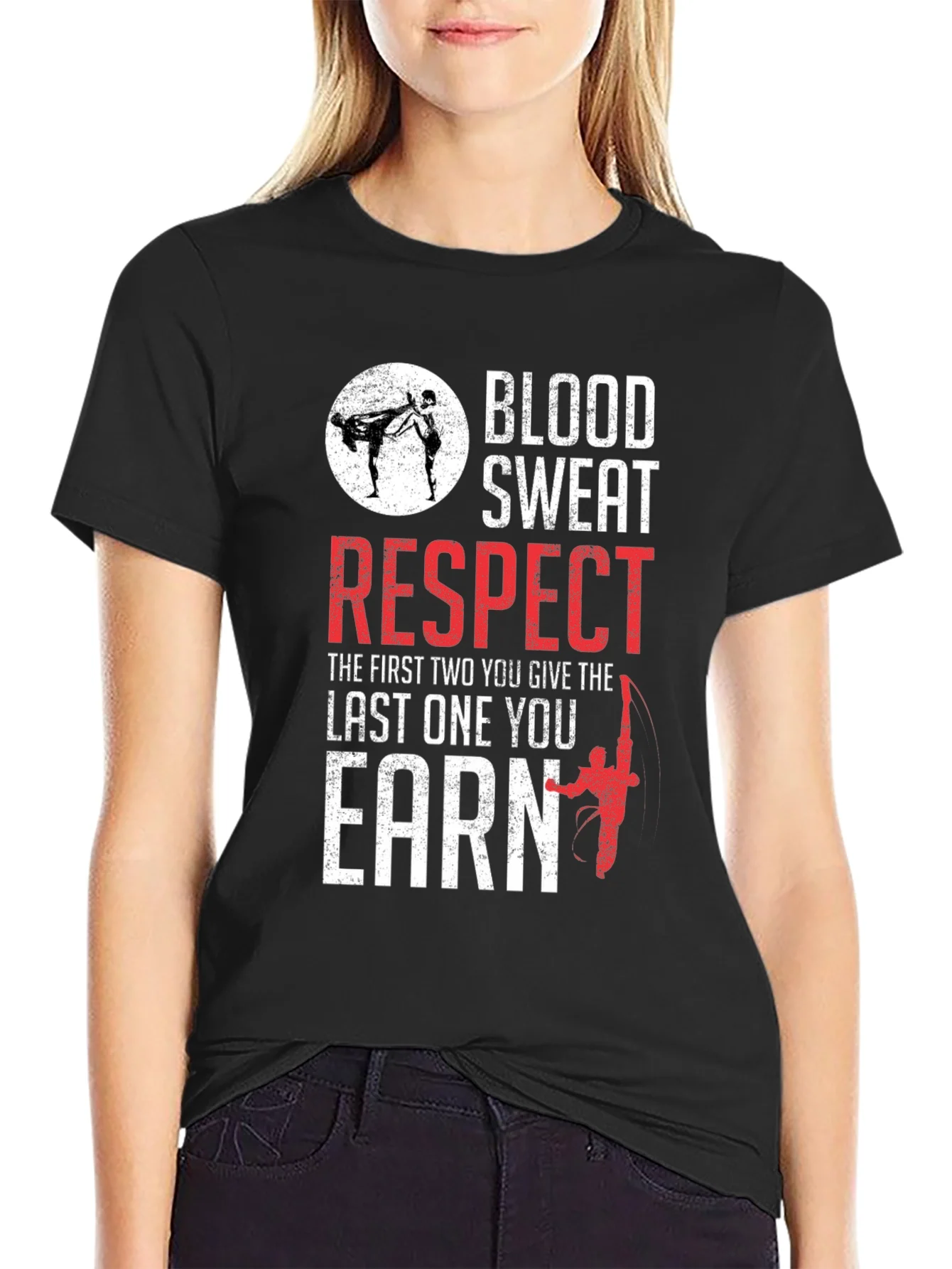 Camiseta Negra: Sangre Sudor Respeto - Artes Marciales