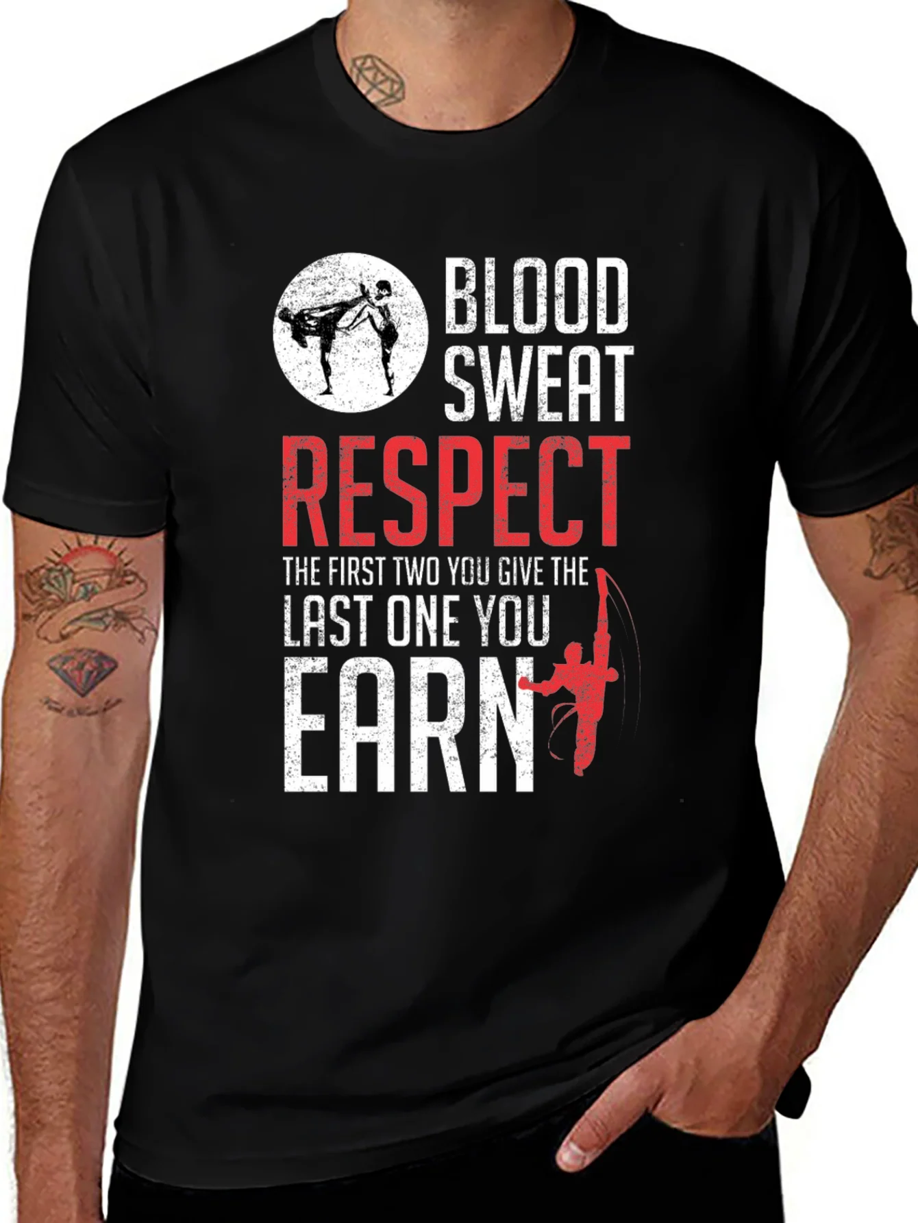 Camiseta Negra: Sangre Sudor Respeto - Artes Marciales