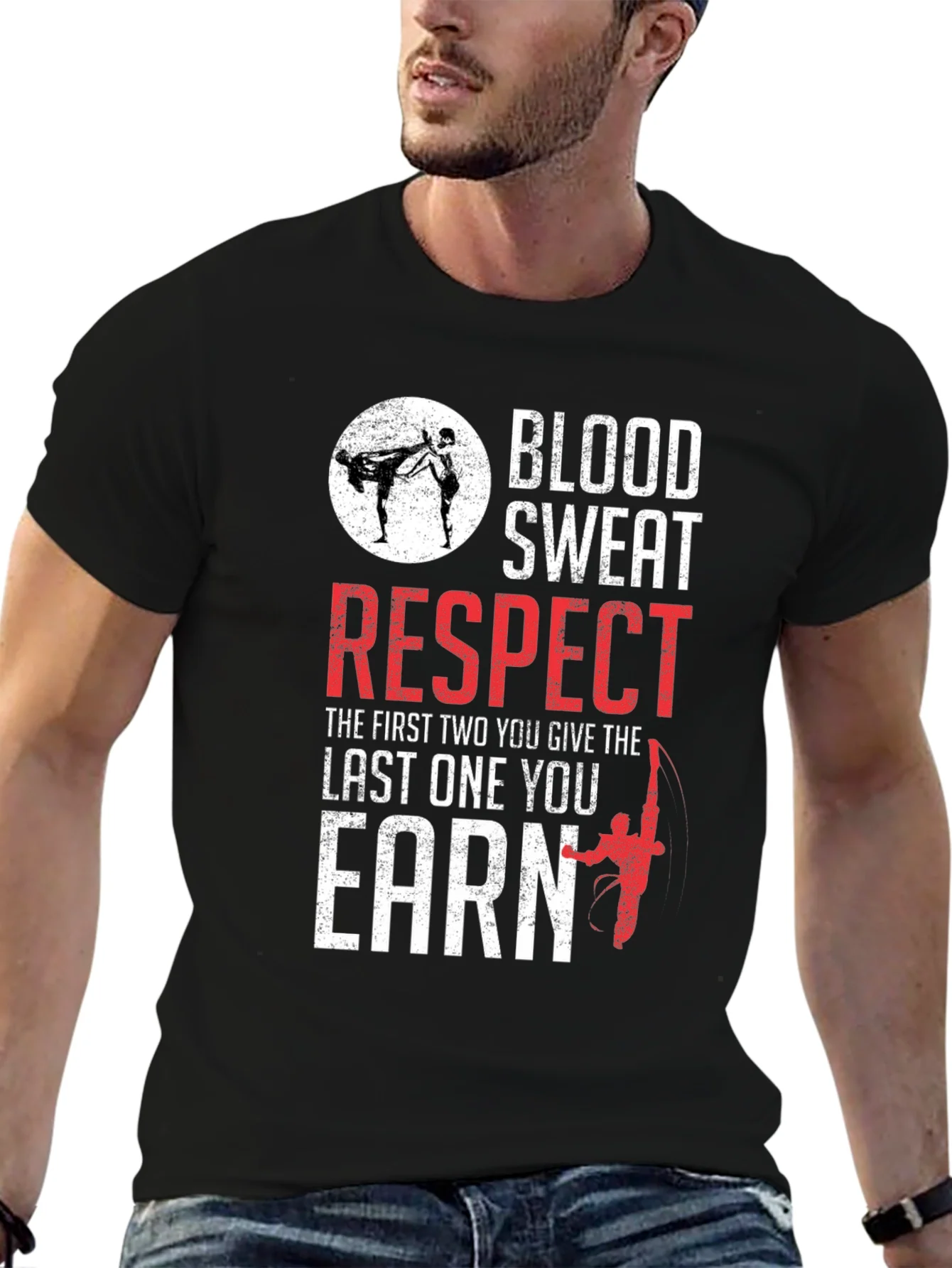 Camiseta Negra: Sangre Sudor Respeto - Artes Marciales