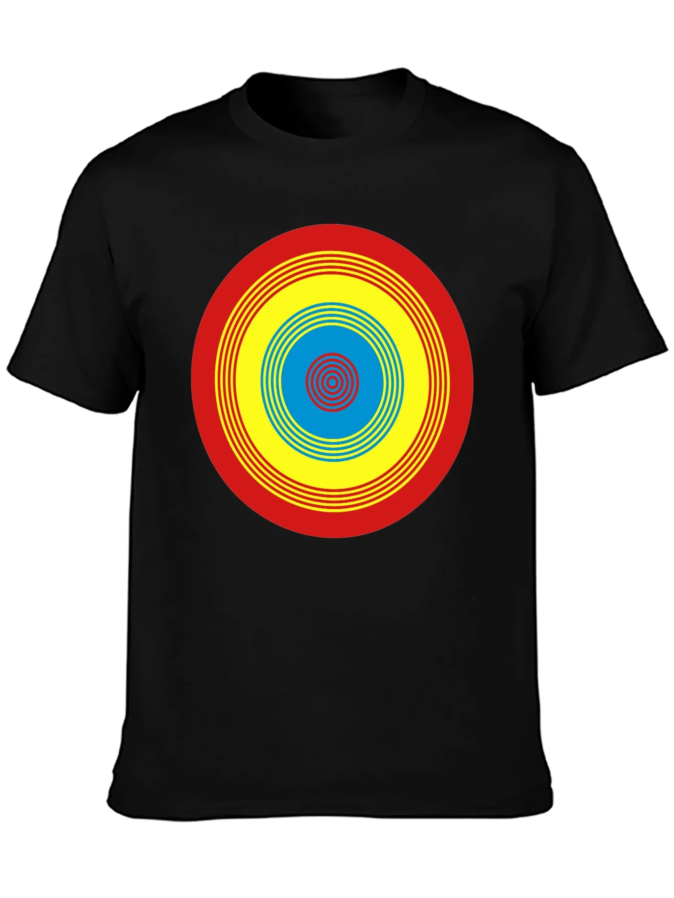 Camiseta Negra con Dise?o Circular Psicod¨¦lico