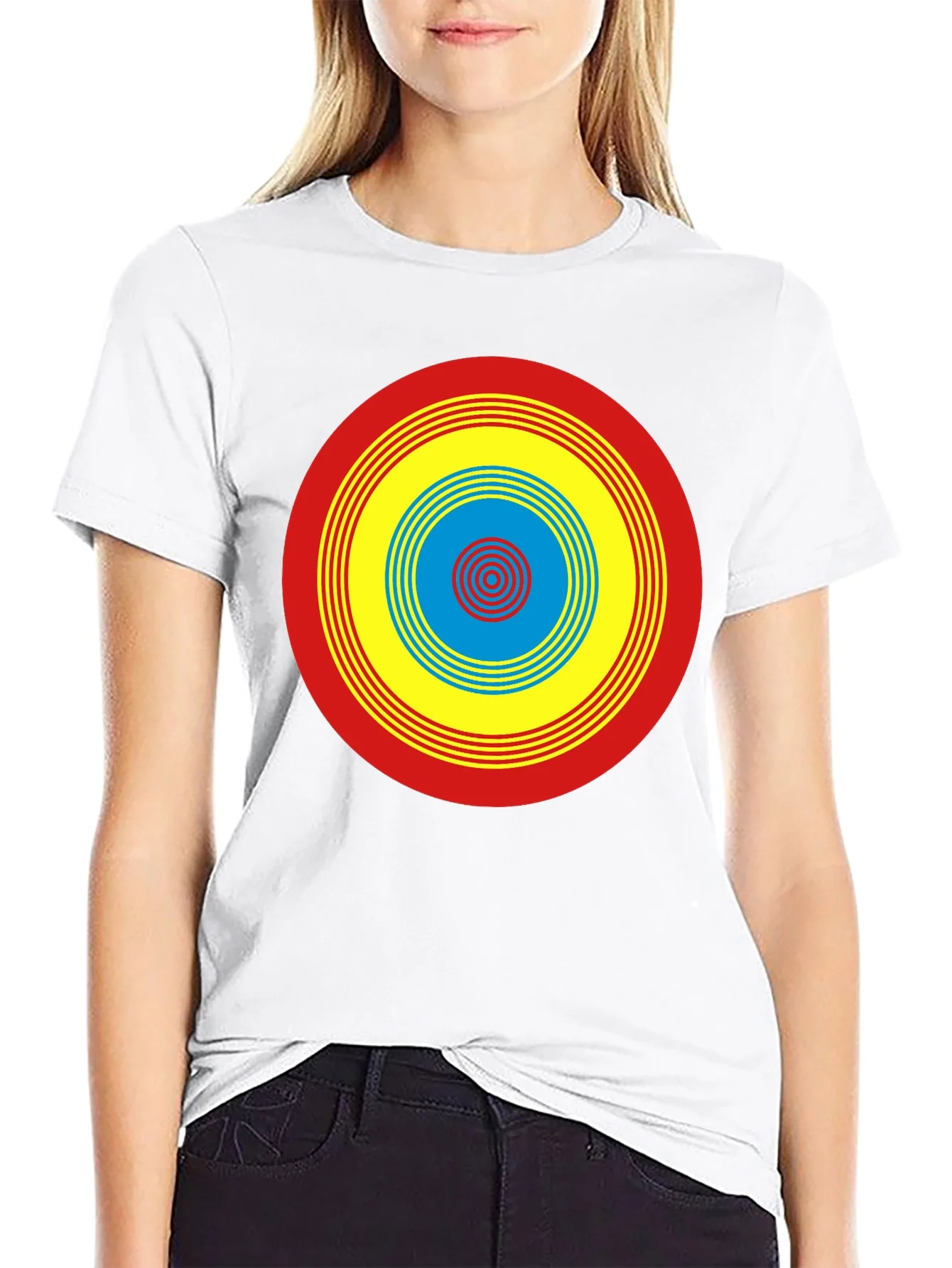 Camiseta Negra con Dise?o Circular Psicod¨¦lico