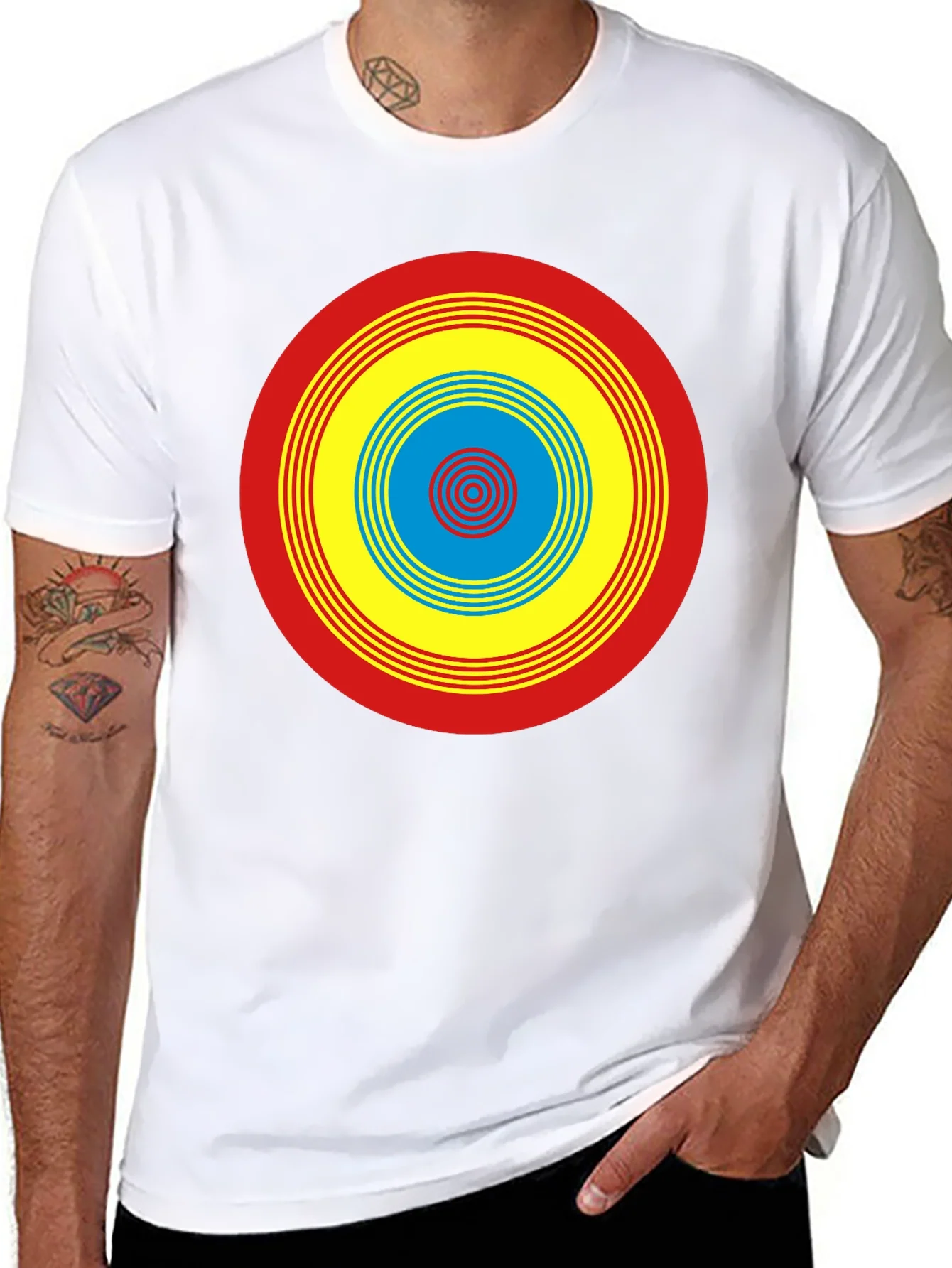 Camiseta Negra con Dise?o Circular Psicod¨¦lico