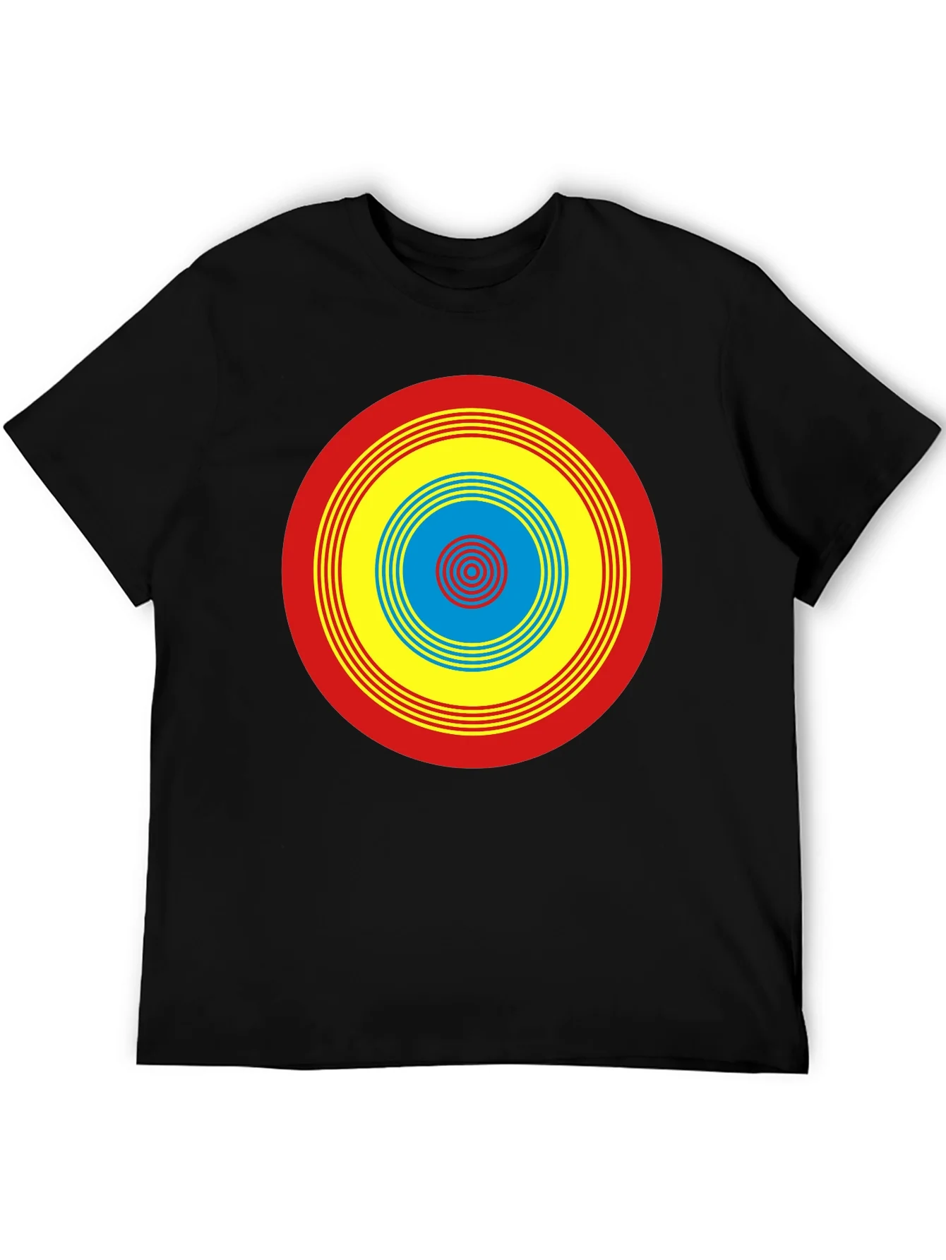 Camiseta Negra con Dise?o Circular Psicod¨¦lico