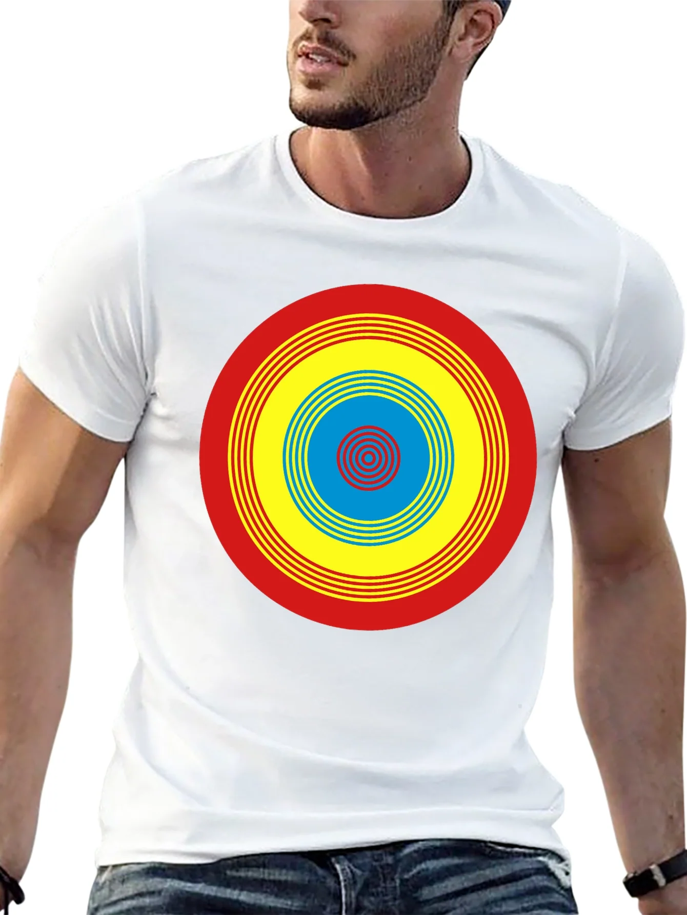 Camiseta Negra con Dise?o Circular Psicod¨¦lico