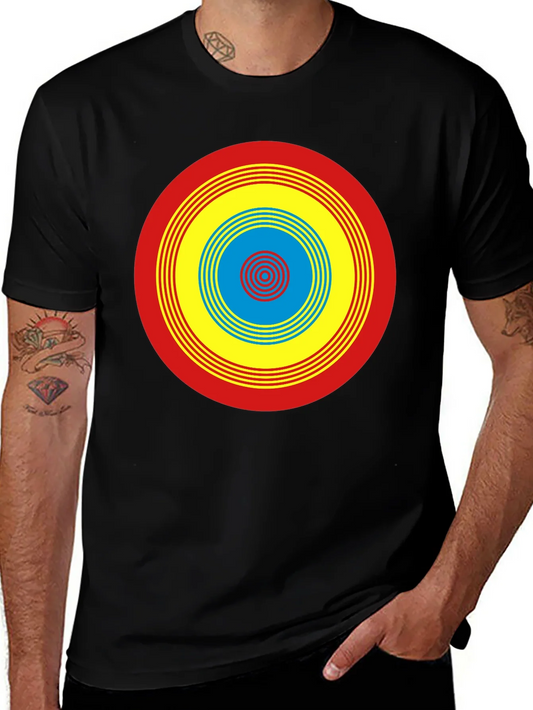 Camiseta Negra con Dise?o Circular Psicod¨¦lico