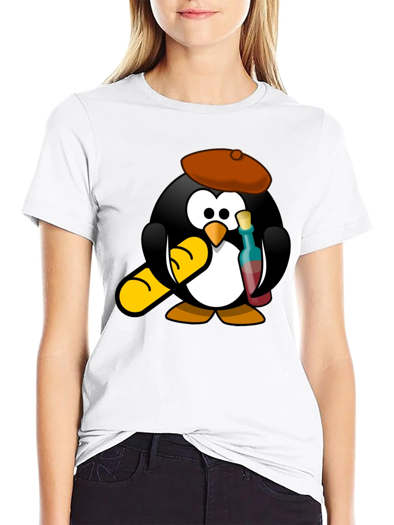 Rebbecca Wine Lover Penguin Black T-Shirt