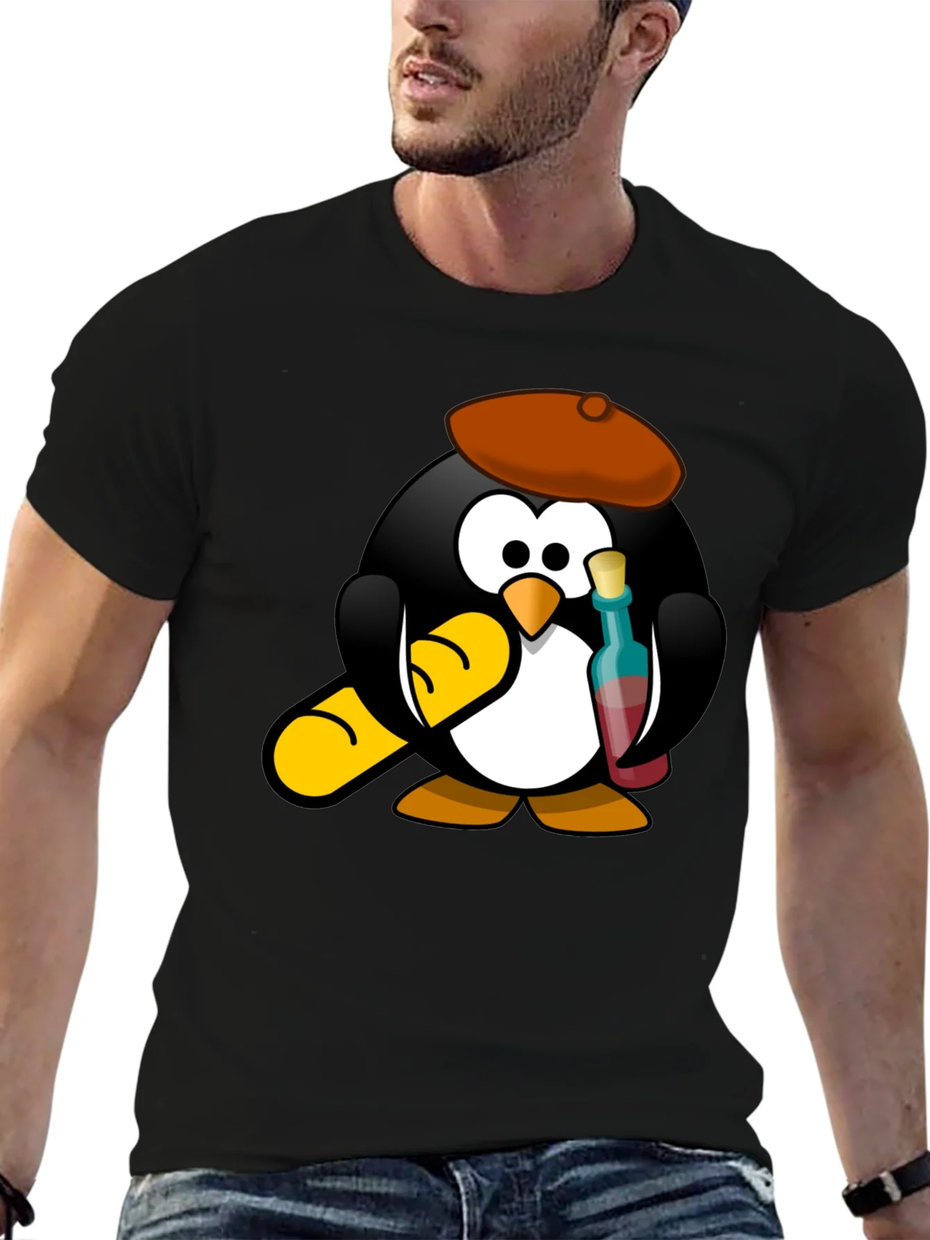 Rebbecca Wine Lover Penguin Black T-Shirt