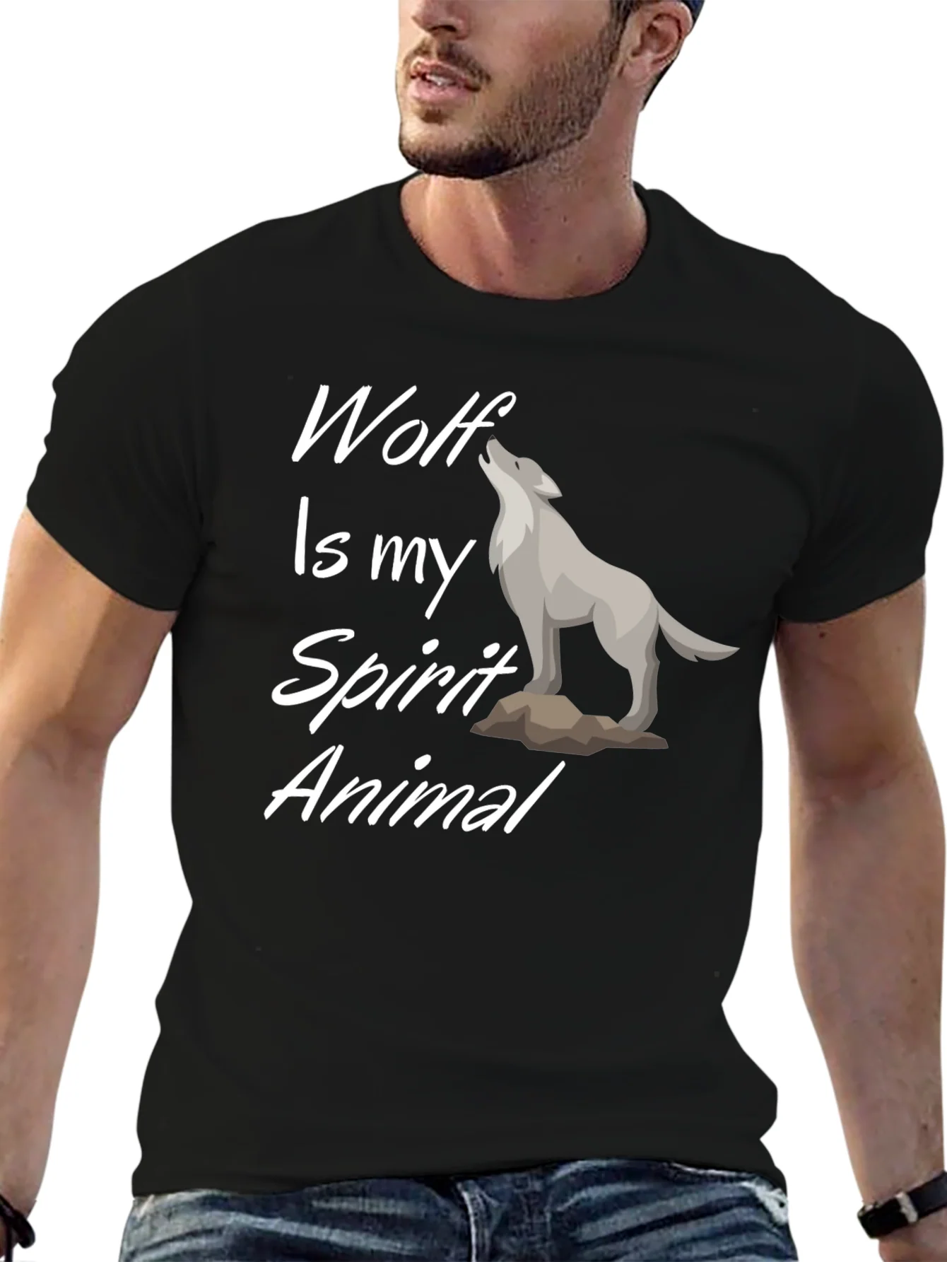 Camiseta Negra Wolf Is My Spirit Animal